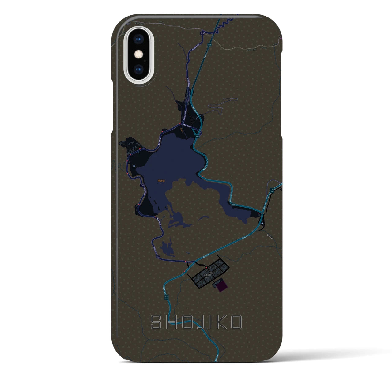 【精進湖(山梨県)】地図柄iPhoneケース(バックカバータイプ)
