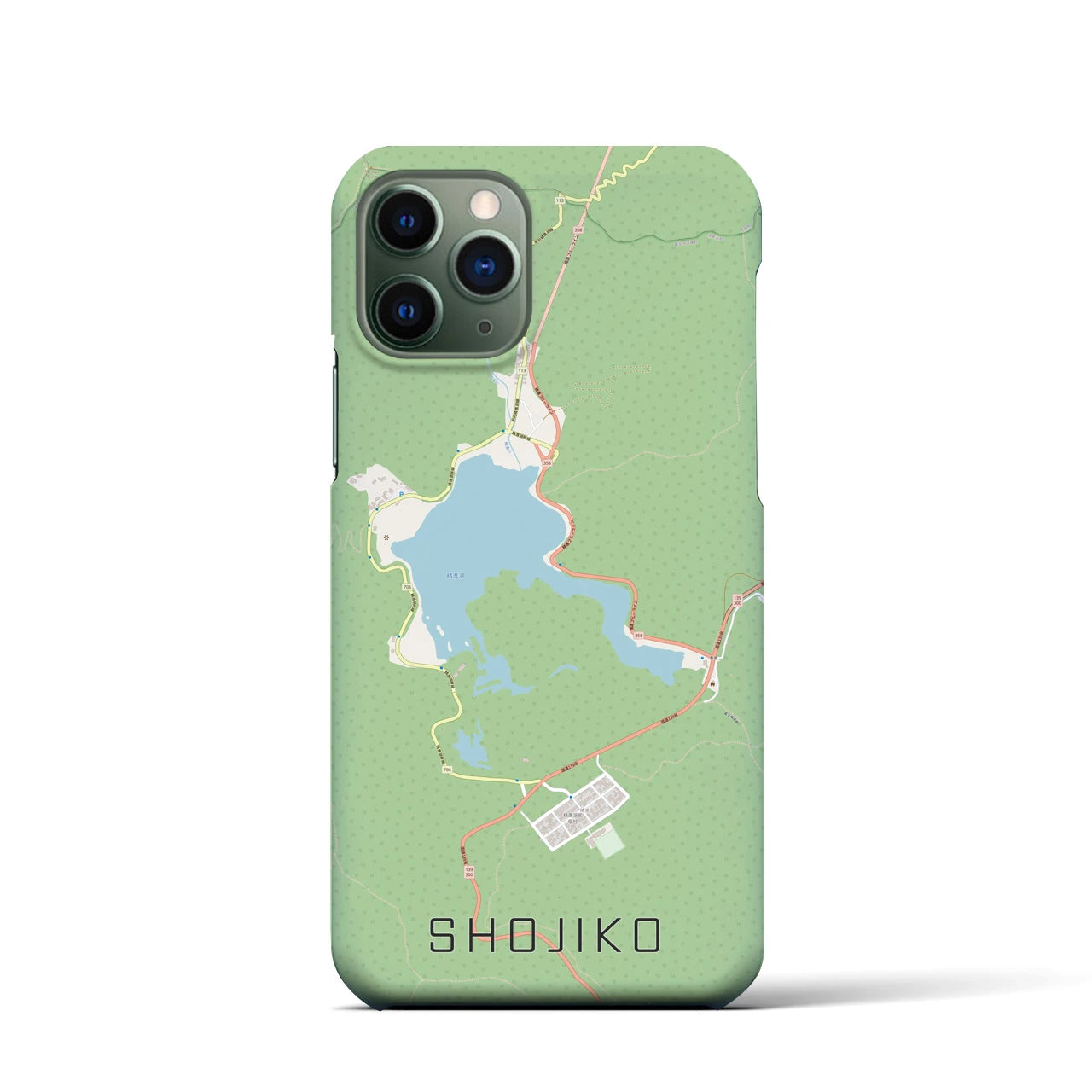 【精進湖(山梨県)】地図柄iPhoneケース(バックカバータイプ)