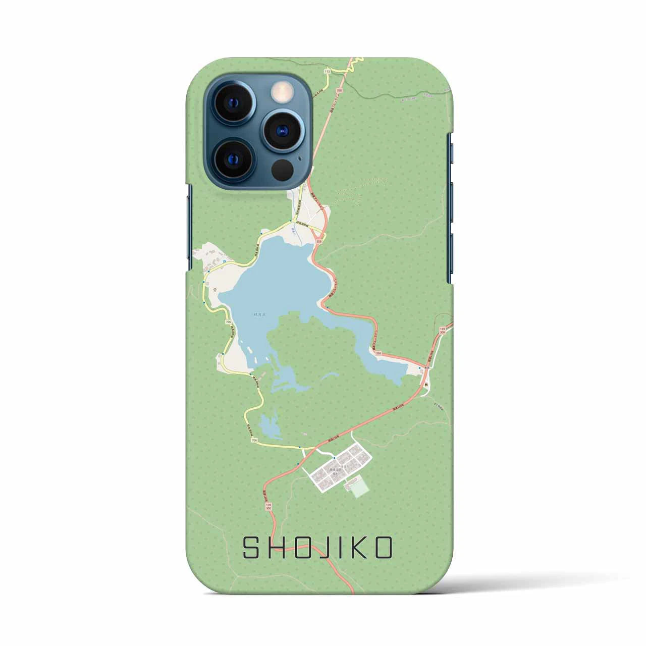 【精進湖(山梨県)】地図柄iPhoneケース(バックカバータイプ)