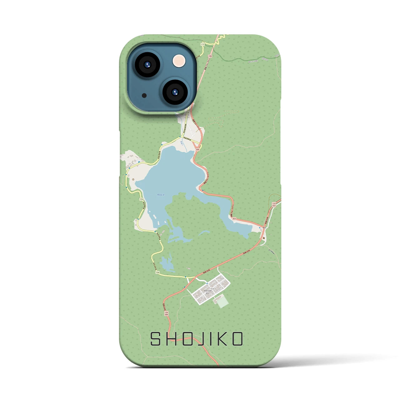 【精進湖(山梨県)】地図柄iPhoneケース(バックカバータイプ)
