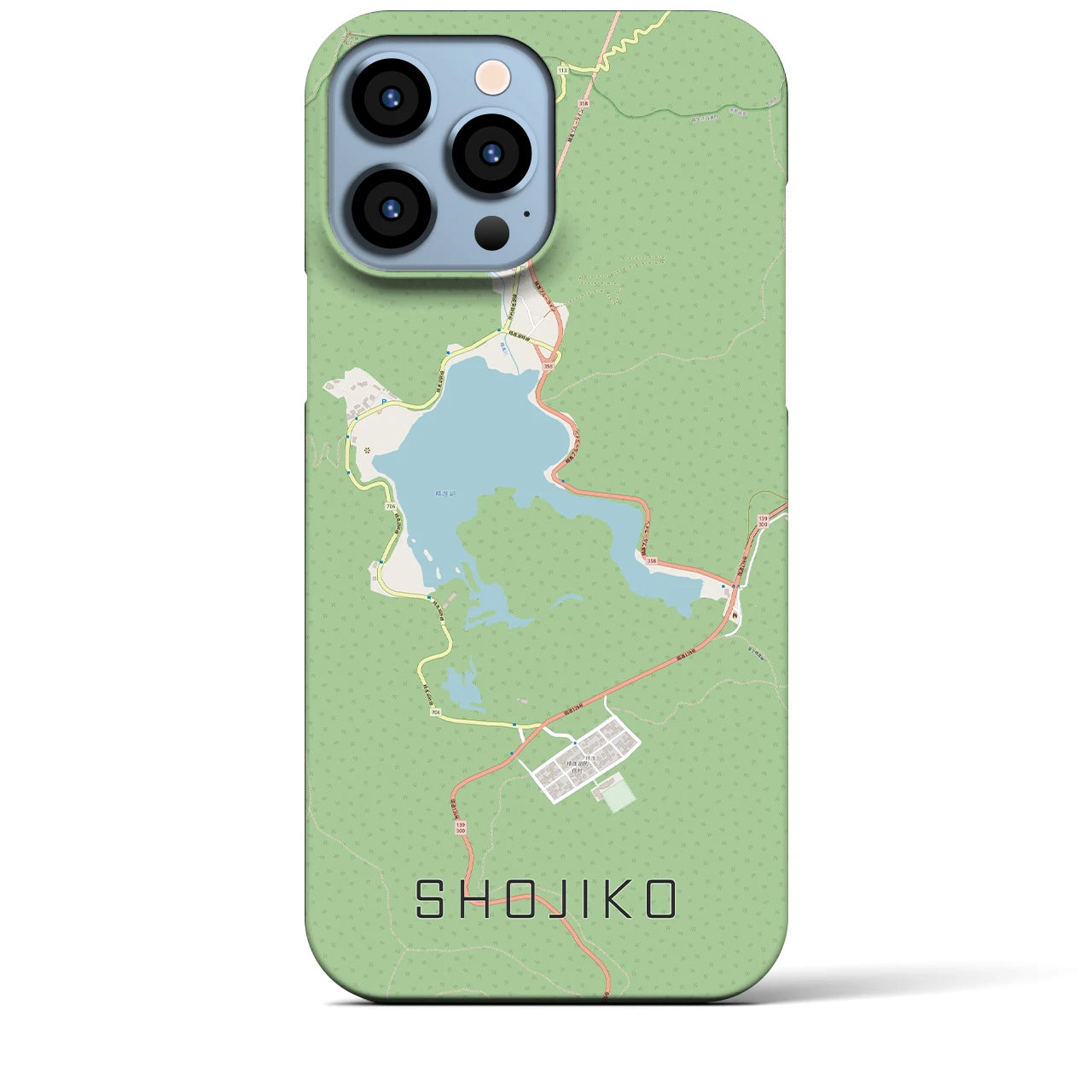 【精進湖(山梨県)】地図柄iPhoneケース(バックカバータイプ)