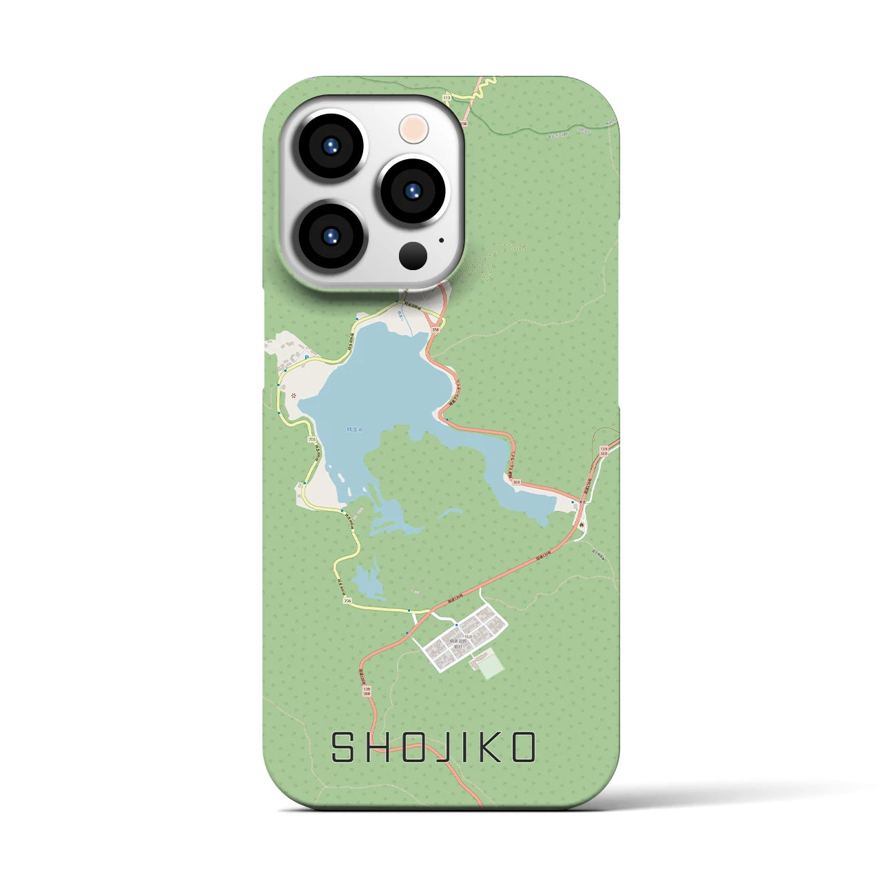 【精進湖(山梨県)】地図柄iPhoneケース(バックカバータイプ)