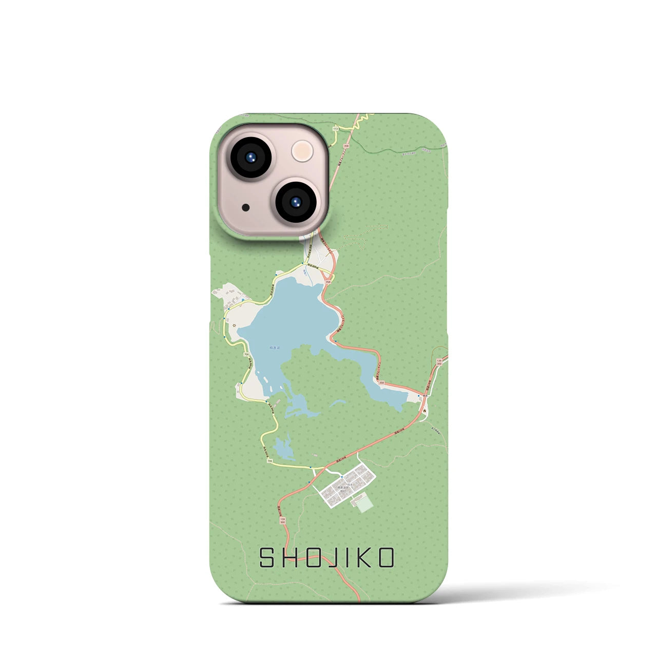 【精進湖(山梨県)】地図柄iPhoneケース(バックカバータイプ)