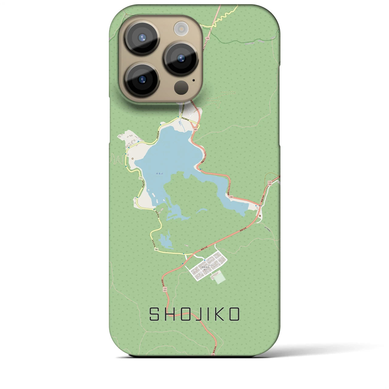 【精進湖(山梨県)】地図柄iPhoneケース(バックカバータイプ)