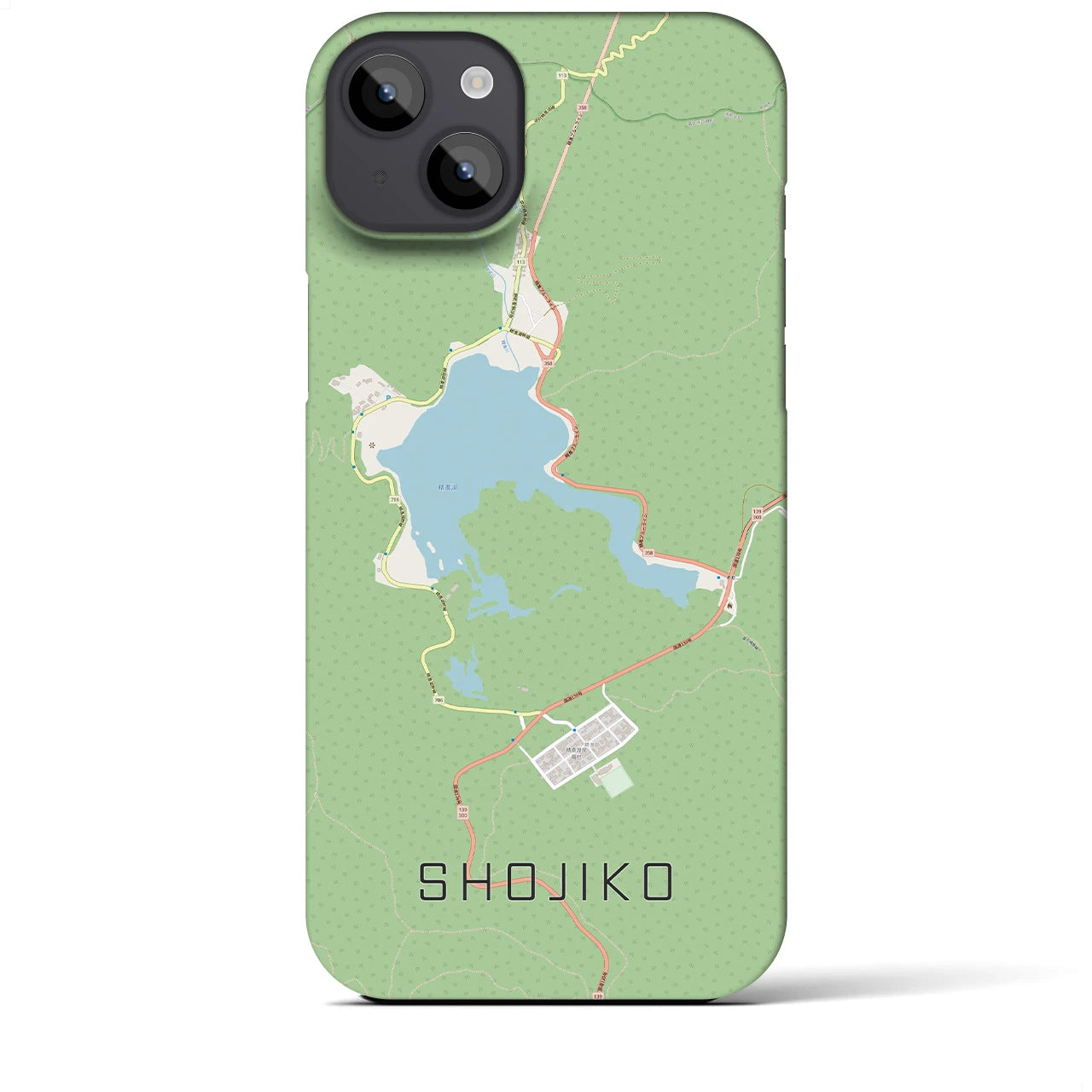 【精進湖(山梨県)】地図柄iPhoneケース(バックカバータイプ)