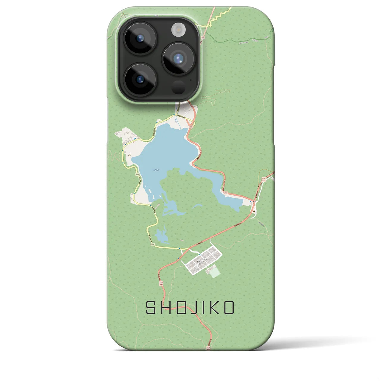【精進湖(山梨県)】地図柄iPhoneケース(バックカバータイプ)