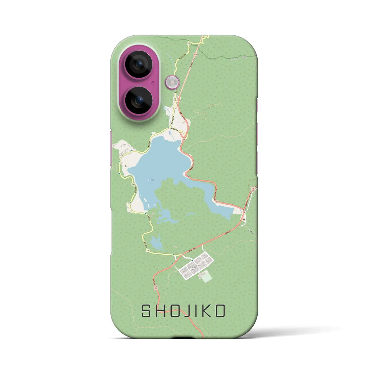 【精進湖(山梨県)】地図柄iPhoneケース(バックカバータイプ)