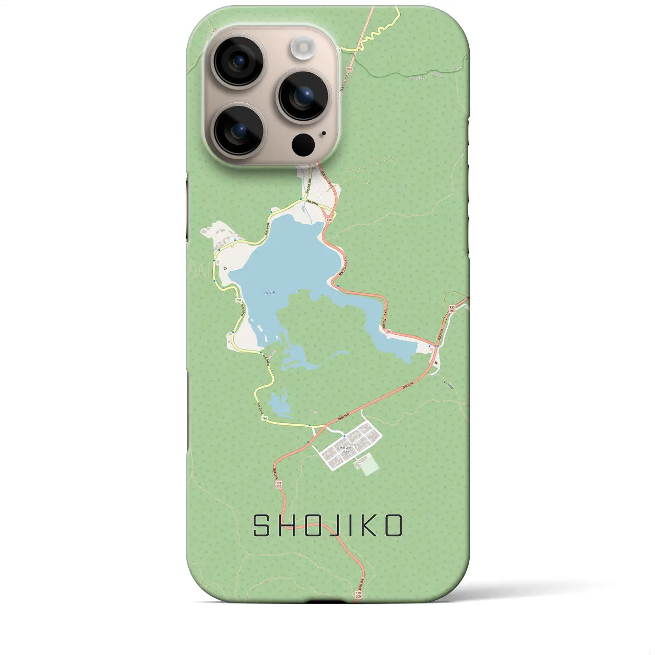 【精進湖(山梨県)】地図柄iPhoneケース(バックカバータイプ)