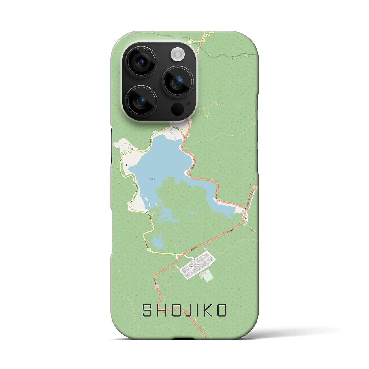 【精進湖(山梨県)】地図柄iPhoneケース(バックカバータイプ)