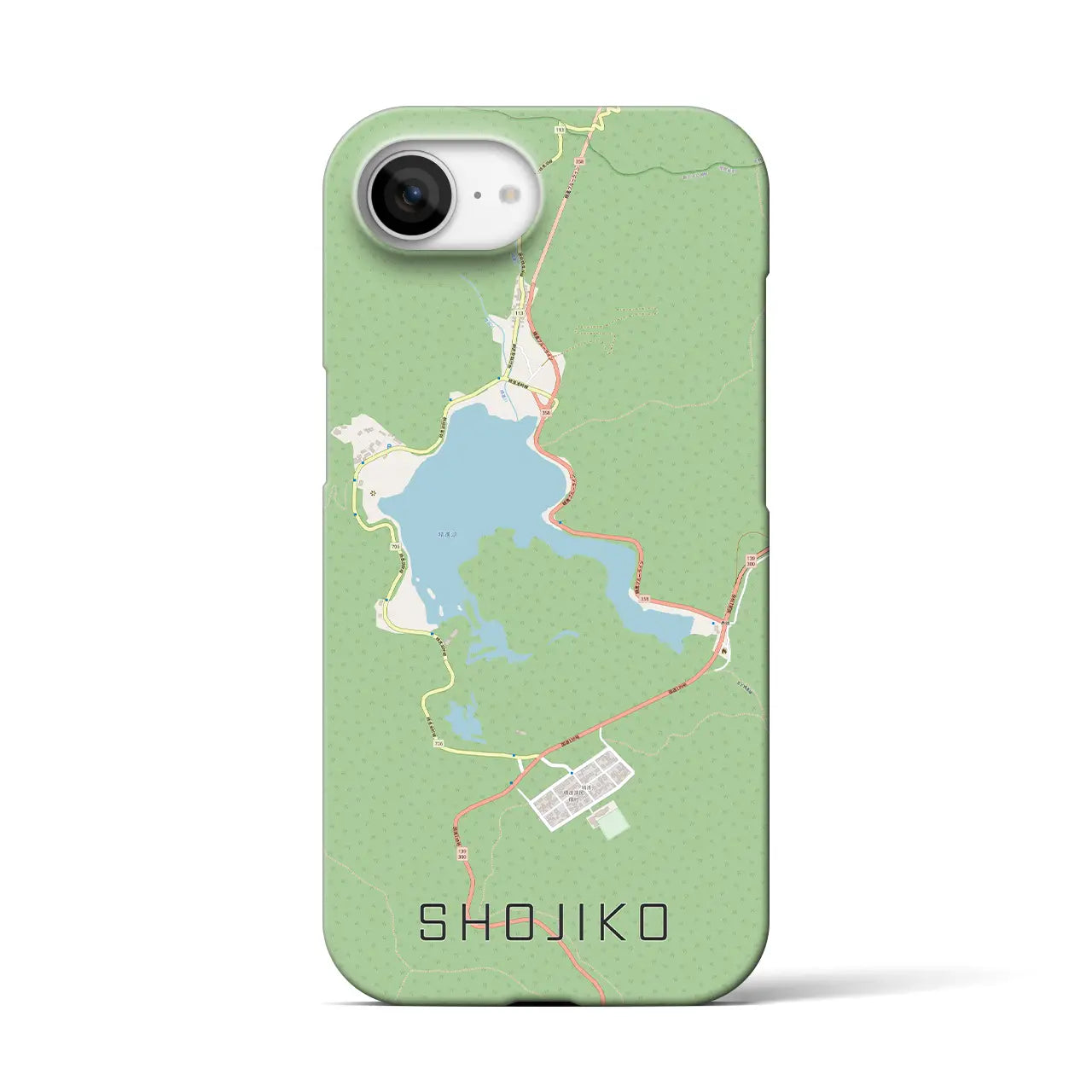【精進湖(山梨県)】地図柄iPhoneケース(バックカバータイプ)