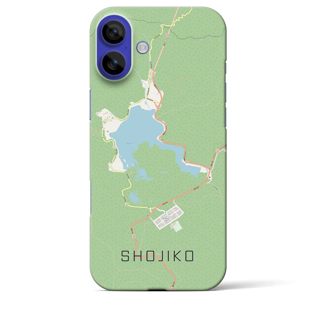 【精進湖(山梨県)】地図柄iPhoneケース(バックカバータイプ)ナチュラル・iPhone 16 Pro Max 用