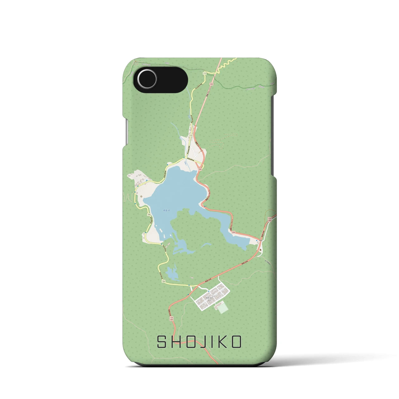 【精進湖(山梨県)】地図柄iPhoneケース(バックカバータイプ)