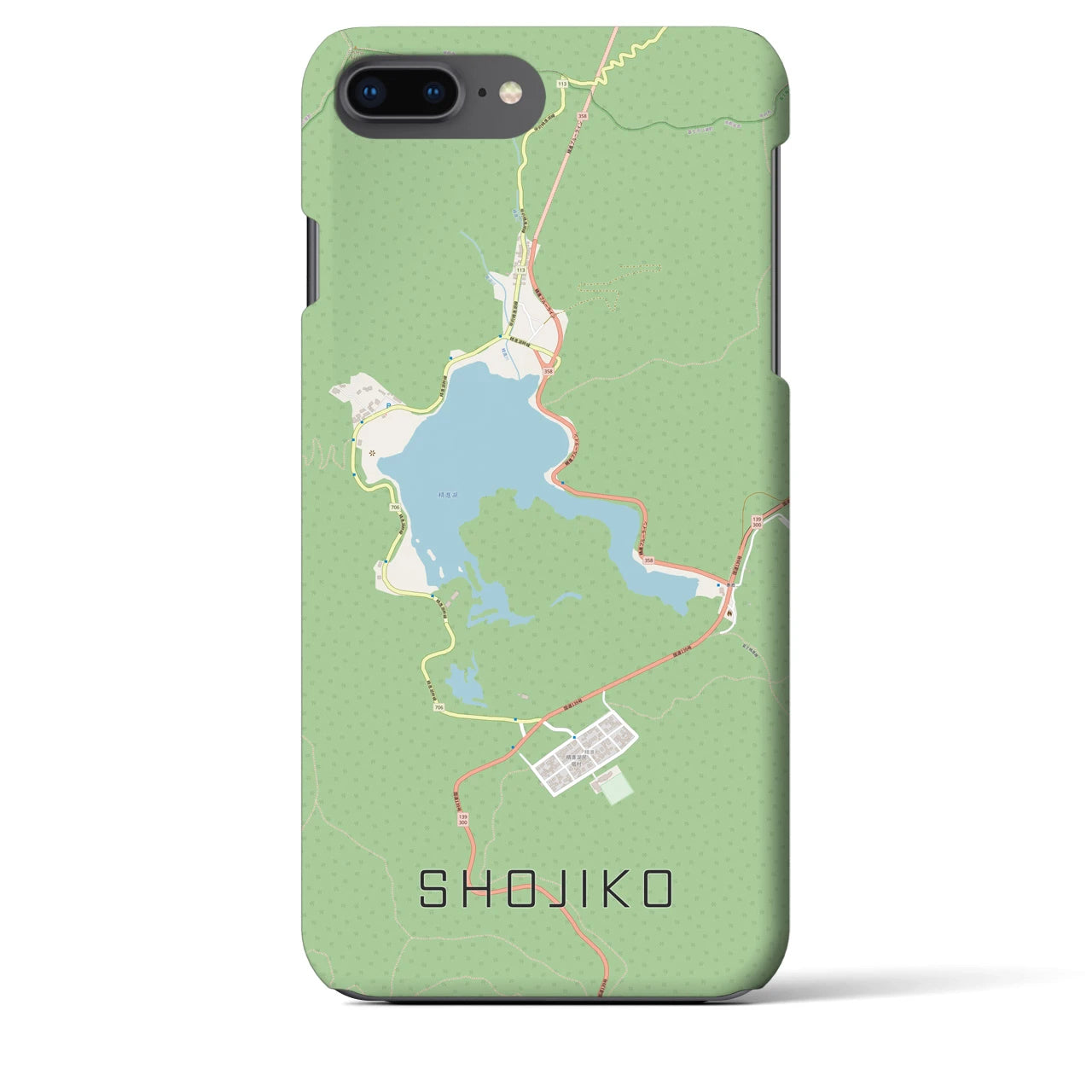 【精進湖(山梨県)】地図柄iPhoneケース(バックカバータイプ)