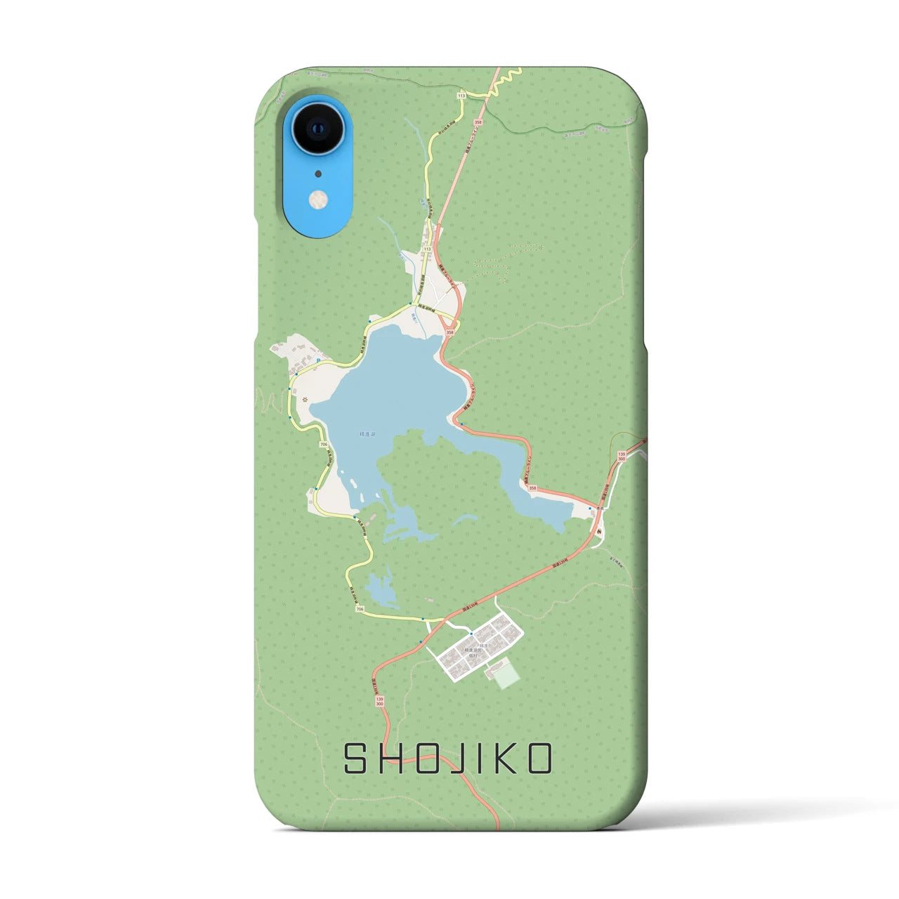 【精進湖(山梨県)】地図柄iPhoneケース(バックカバータイプ)