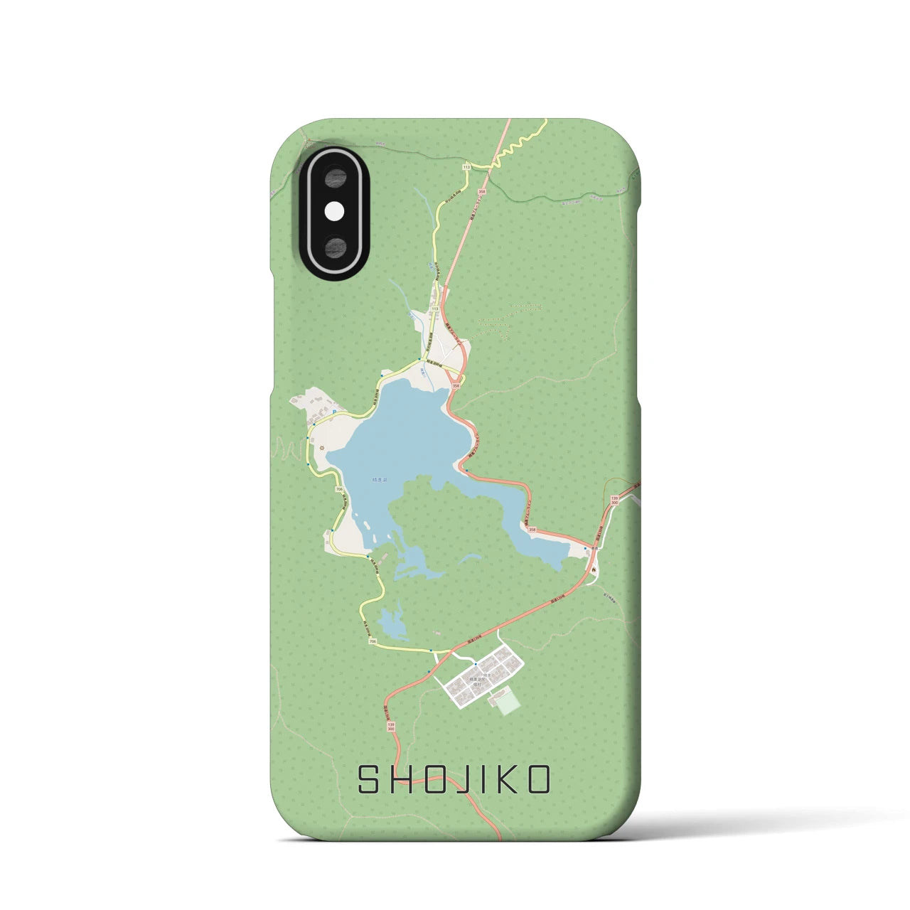 【精進湖(山梨県)】地図柄iPhoneケース(バックカバータイプ)