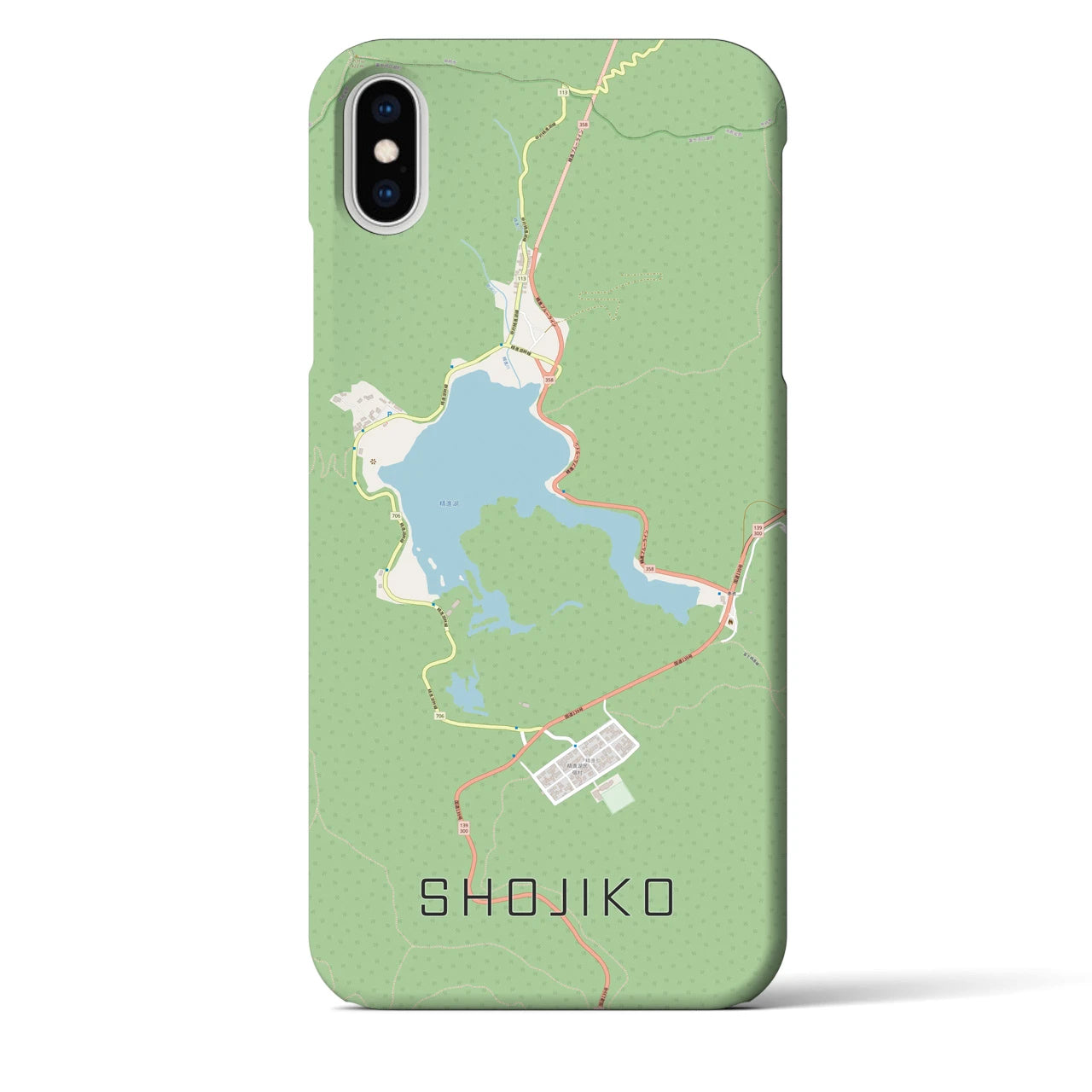 【精進湖(山梨県)】地図柄iPhoneケース(バックカバータイプ)