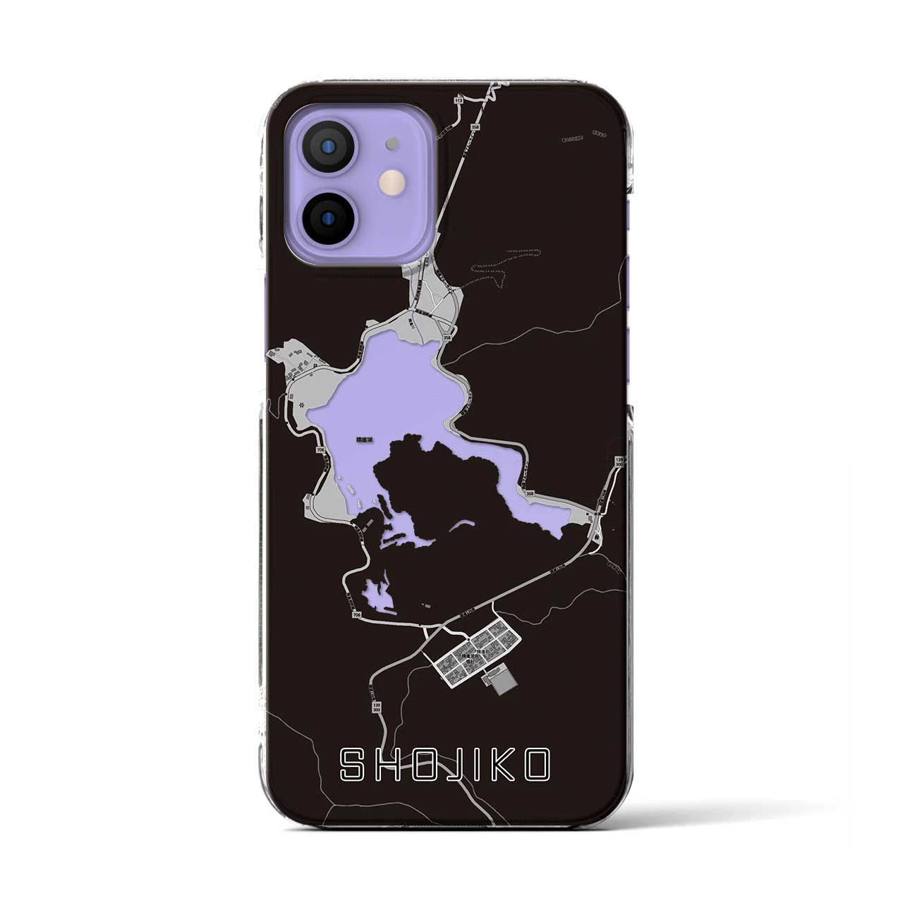 【精進湖(山梨県)】地図柄iPhoneケース(クリアタイプ)