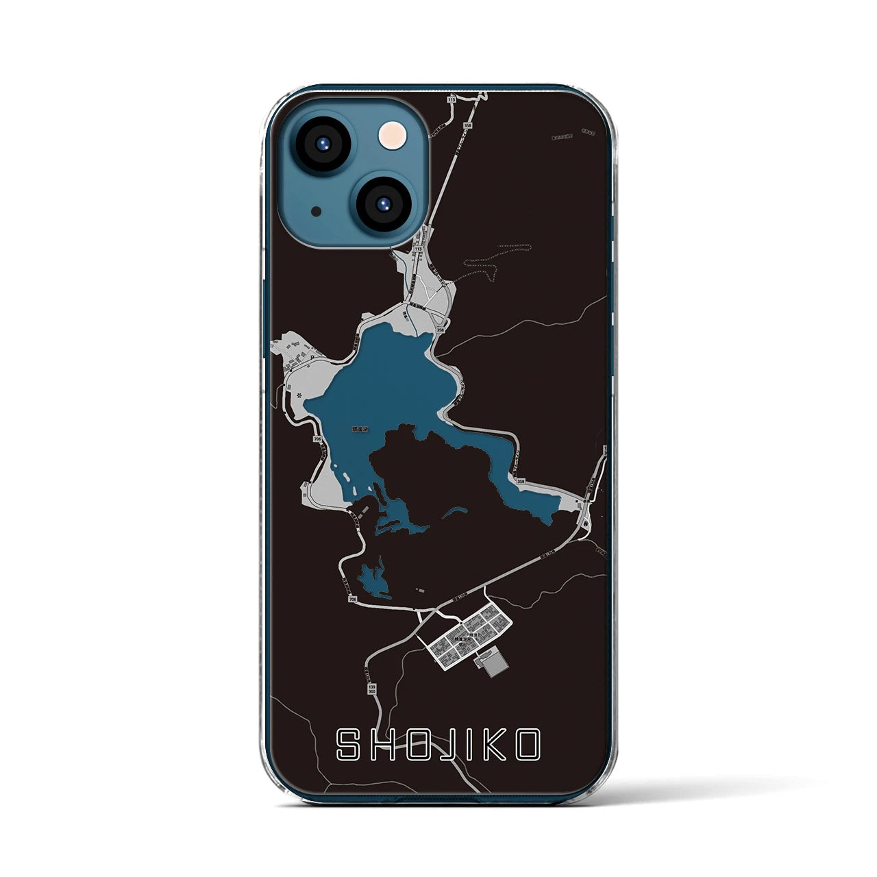 【精進湖(山梨県)】地図柄iPhoneケース(クリアタイプ)