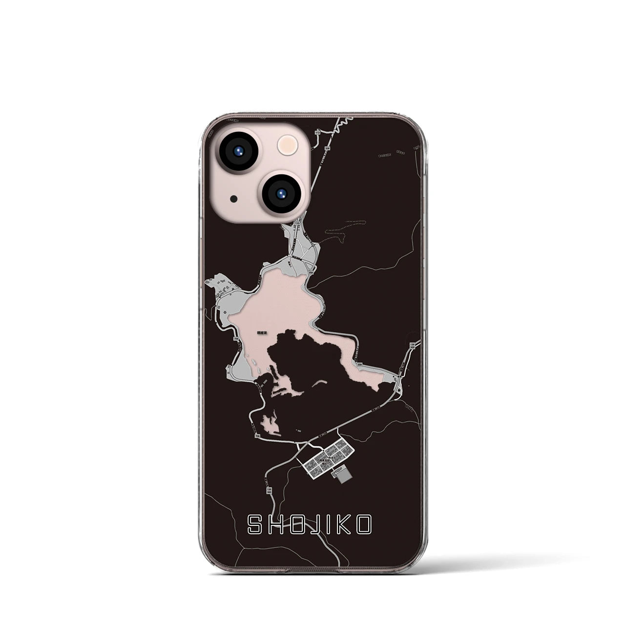 【精進湖(山梨県)】地図柄iPhoneケース(クリアタイプ)