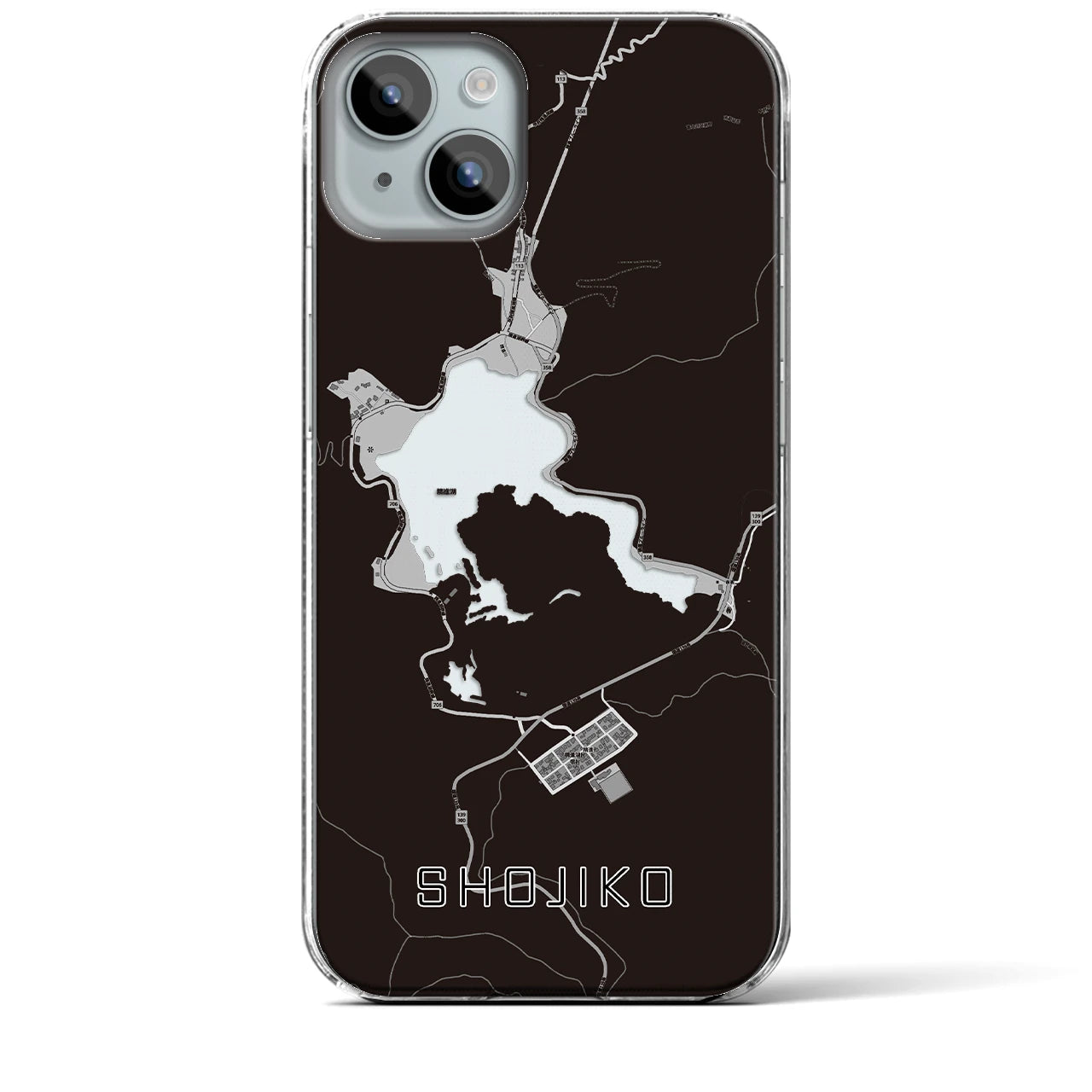 【精進湖(山梨県)】地図柄iPhoneケース(クリアタイプ)