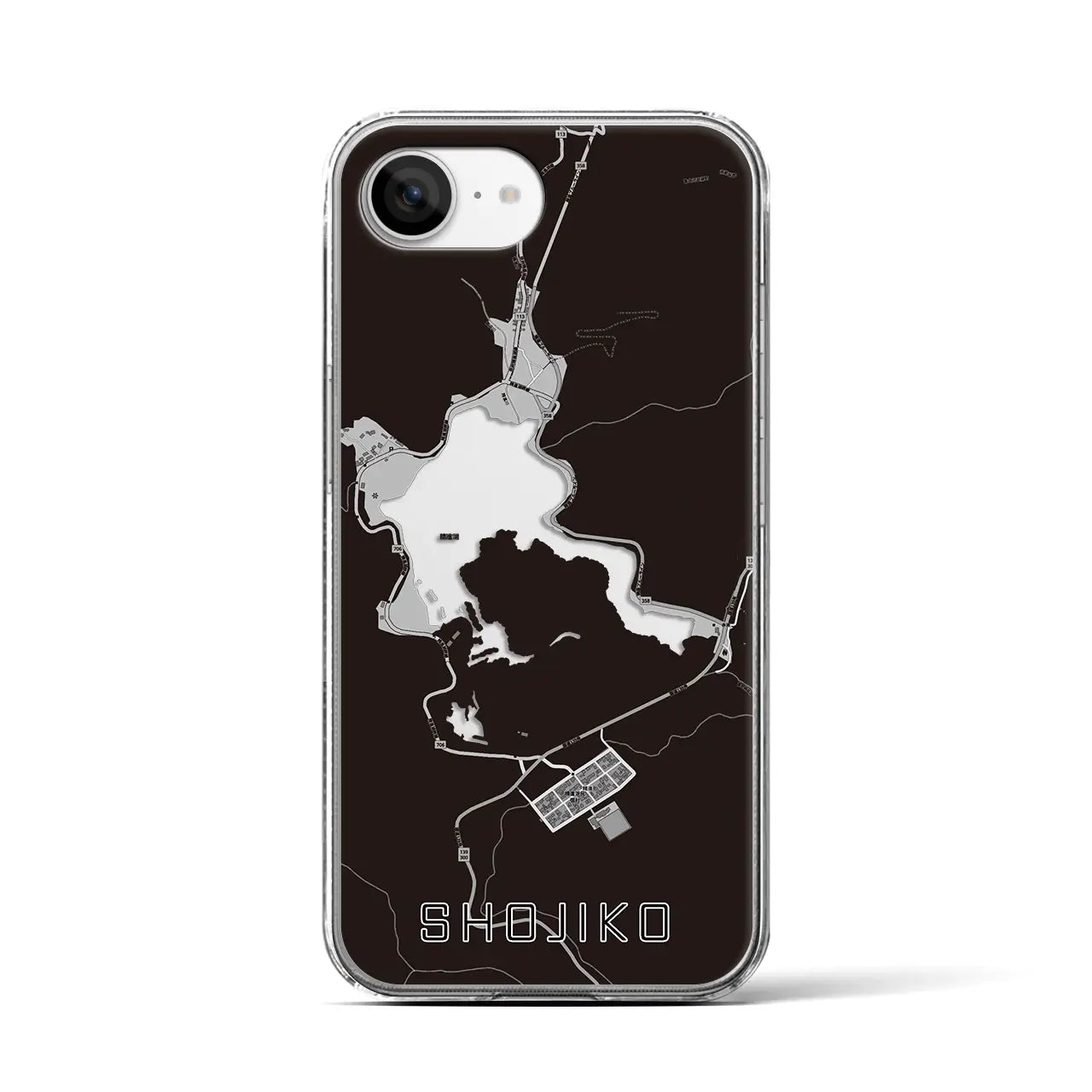 【精進湖(山梨県)】地図柄iPhoneケース(クリアタイプ)