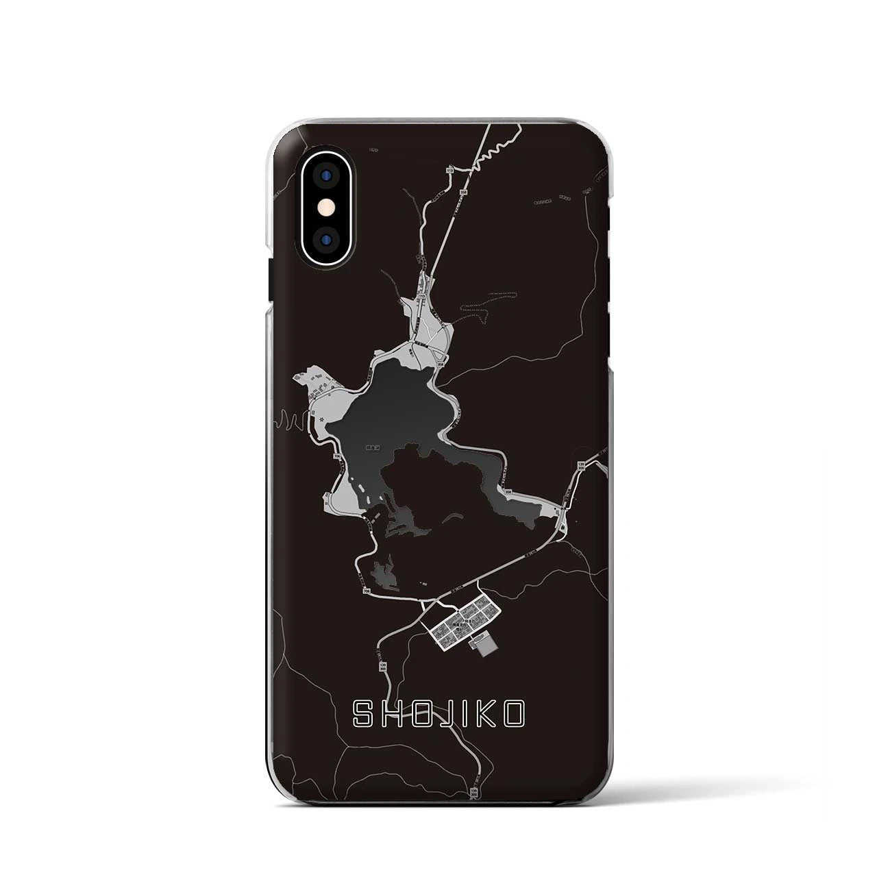【精進湖(山梨県)】地図柄iPhoneケース(クリアタイプ)