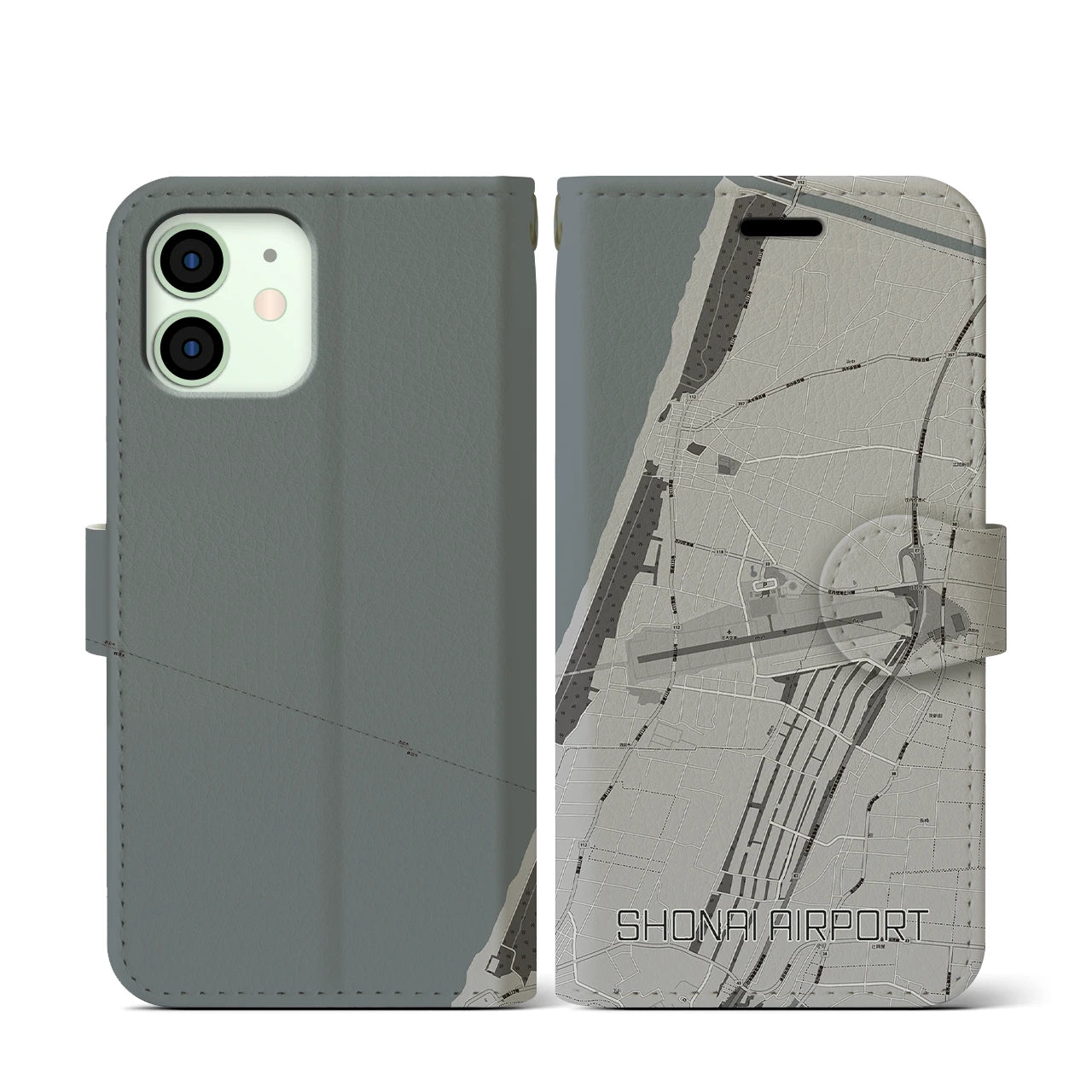 【庄内空港(山形県)】地図柄iPhoneケース(手帳タイプ)