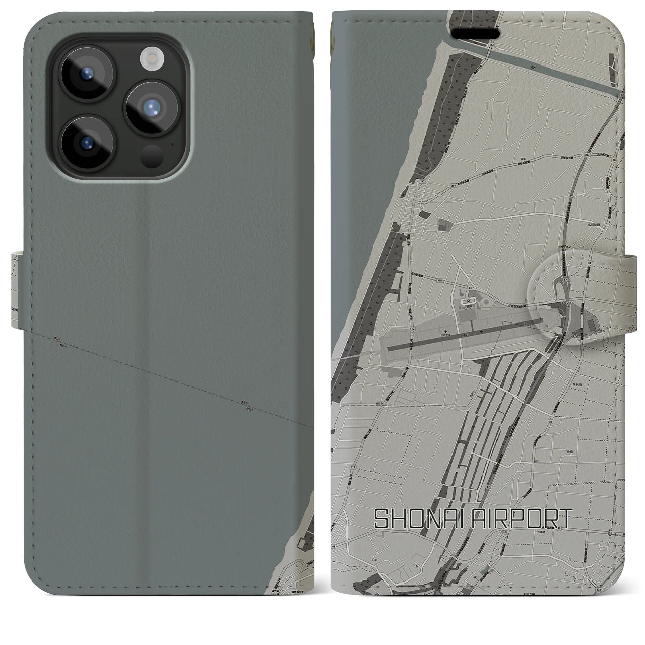 【庄内空港(山形県)】地図柄iPhoneケース(手帳タイプ)