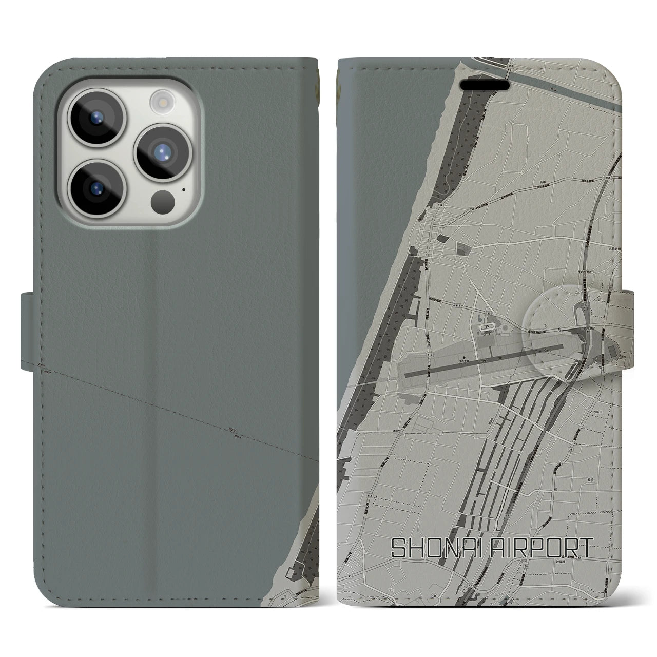 【庄内空港(山形県)】地図柄iPhoneケース(手帳タイプ)