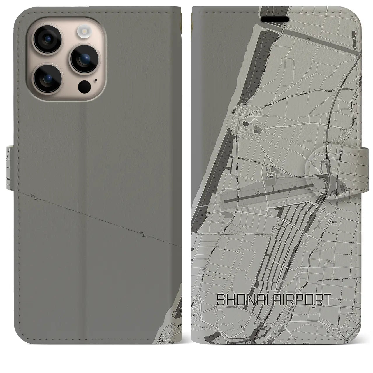 【庄内空港(山形県)】地図柄iPhoneケース(手帳タイプ)