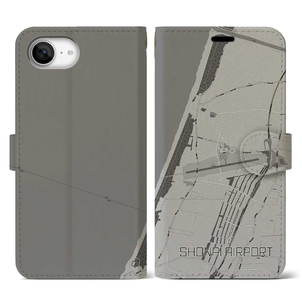 【庄内空港(山形県)】地図柄iPhoneケース(手帳タイプ)