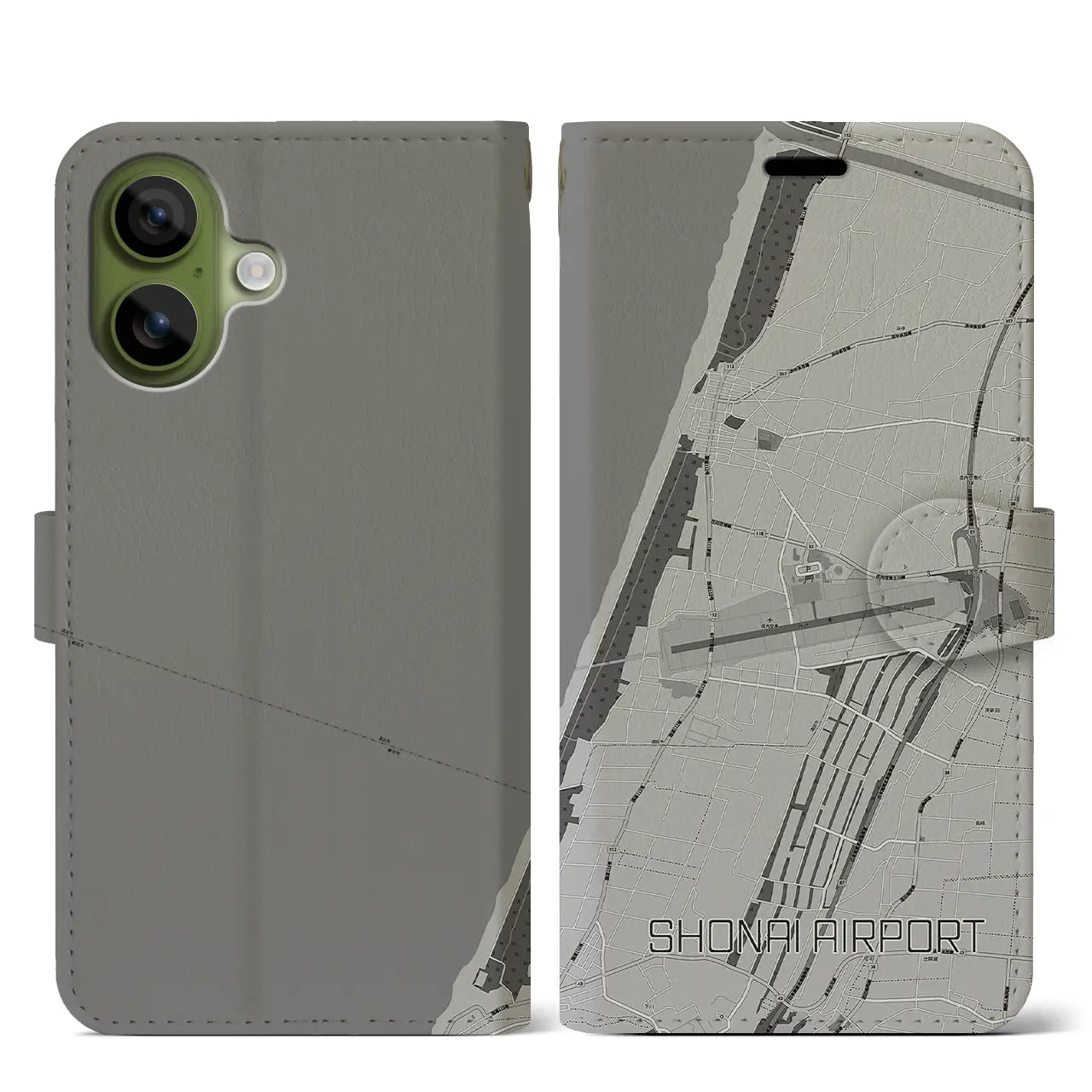 【庄内空港(山形県)】地図柄iPhoneケース(手帳タイプ)