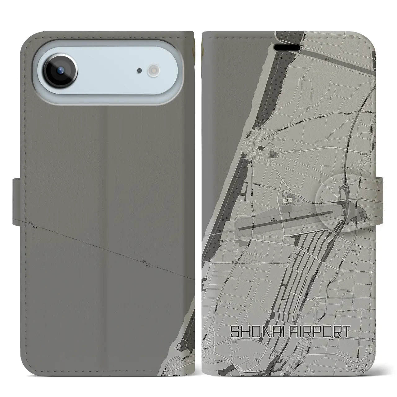 【庄内空港(山形県)】地図柄iPhoneケース(手帳タイプ)