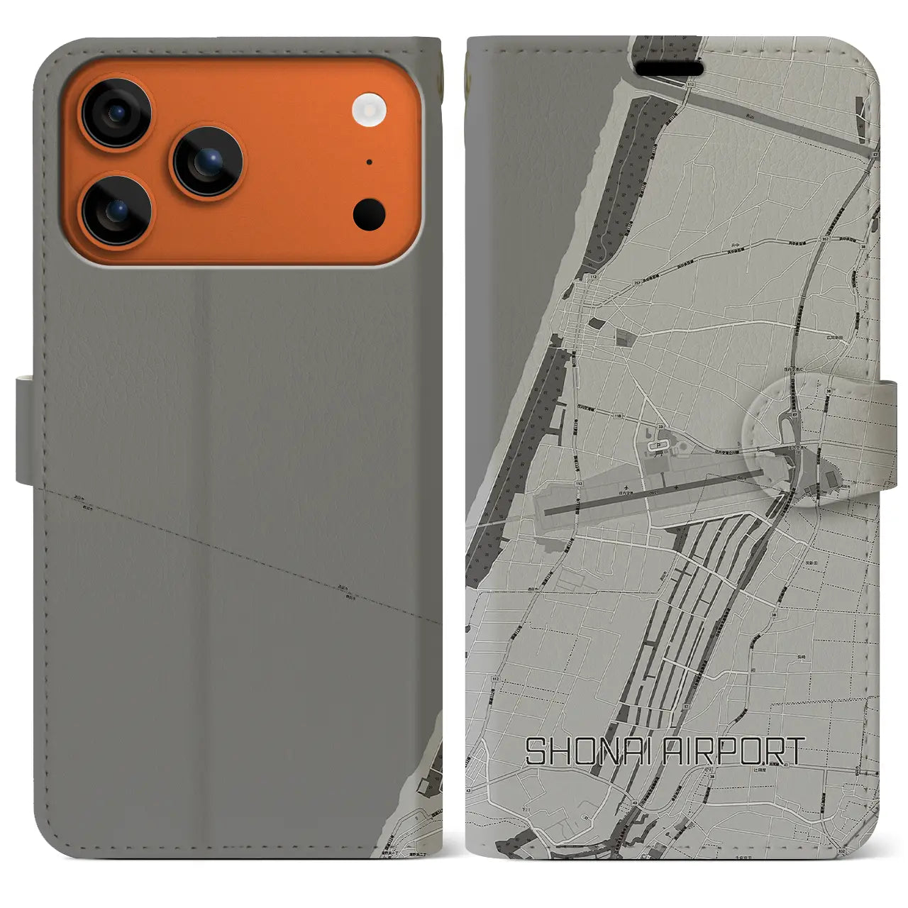 【庄内空港(山形県)】地図柄iPhoneケース(手帳タイプ)