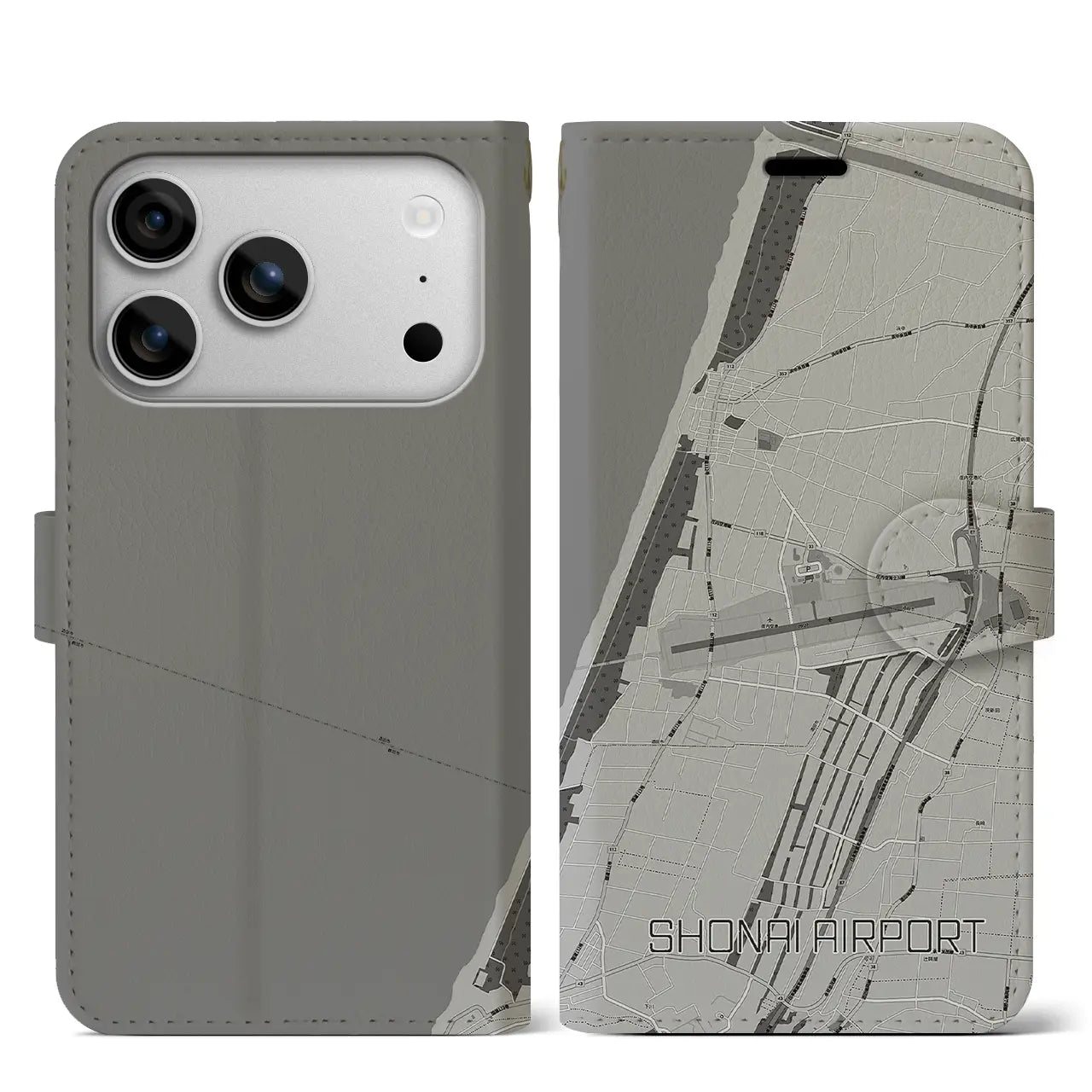 【庄内空港(山形県)】地図柄iPhoneケース(手帳タイプ)