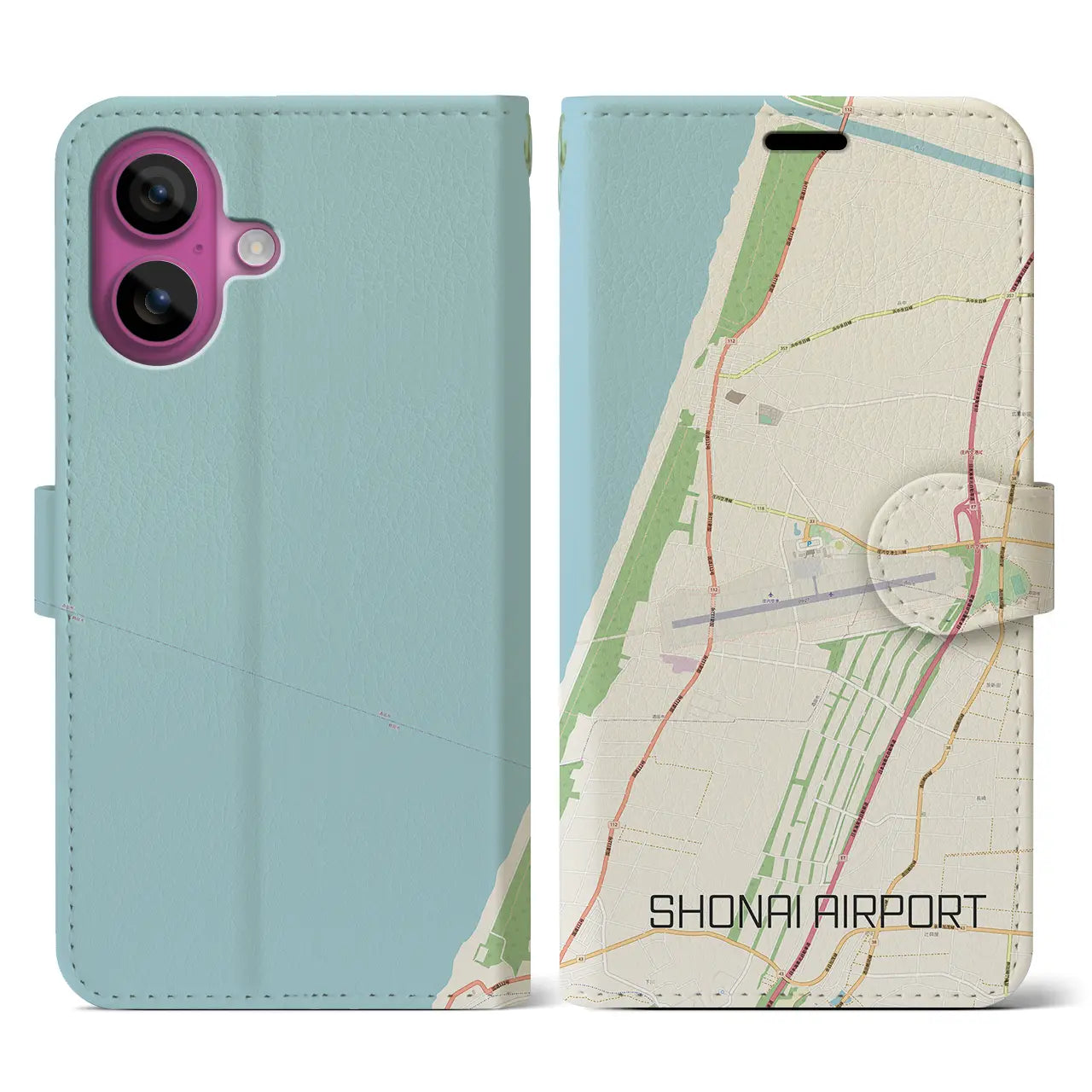 【庄内空港(山形県)】地図柄iPhoneケース(手帳タイプ)