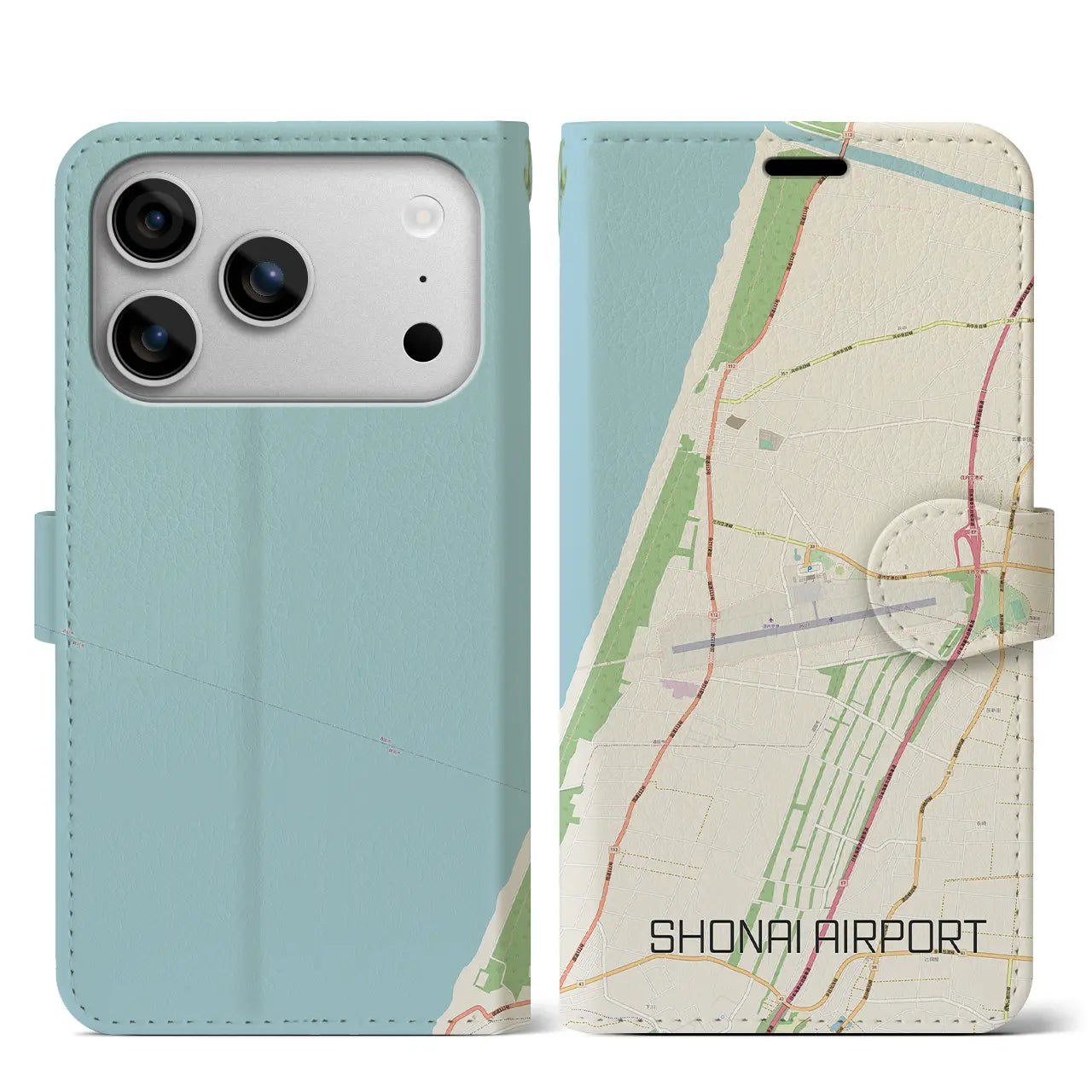 【庄内空港(山形県)】地図柄iPhoneケース(手帳タイプ)