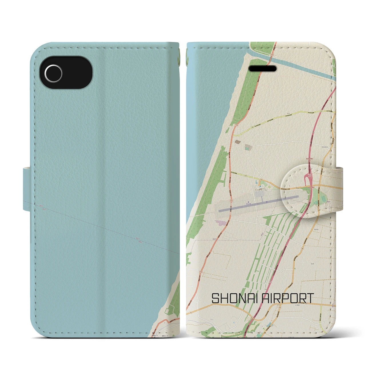 【庄内空港(山形県)】地図柄iPhoneケース(手帳タイプ)