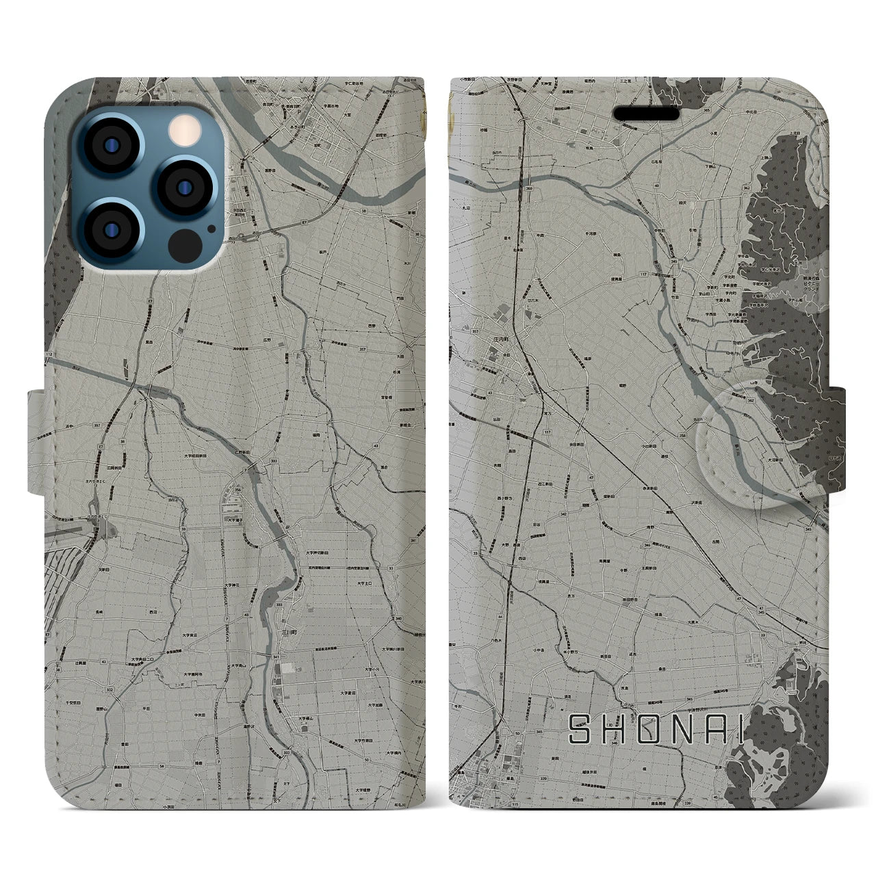 【庄内(山形県)】地図柄iPhoneケース(手帳タイプ)