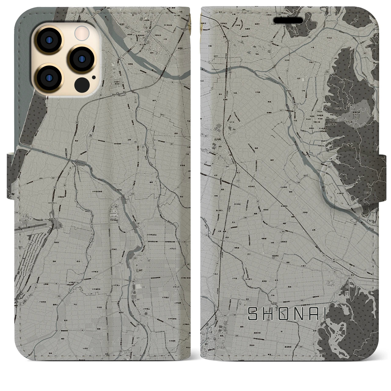 【庄内(山形県)】地図柄iPhoneケース(手帳タイプ)