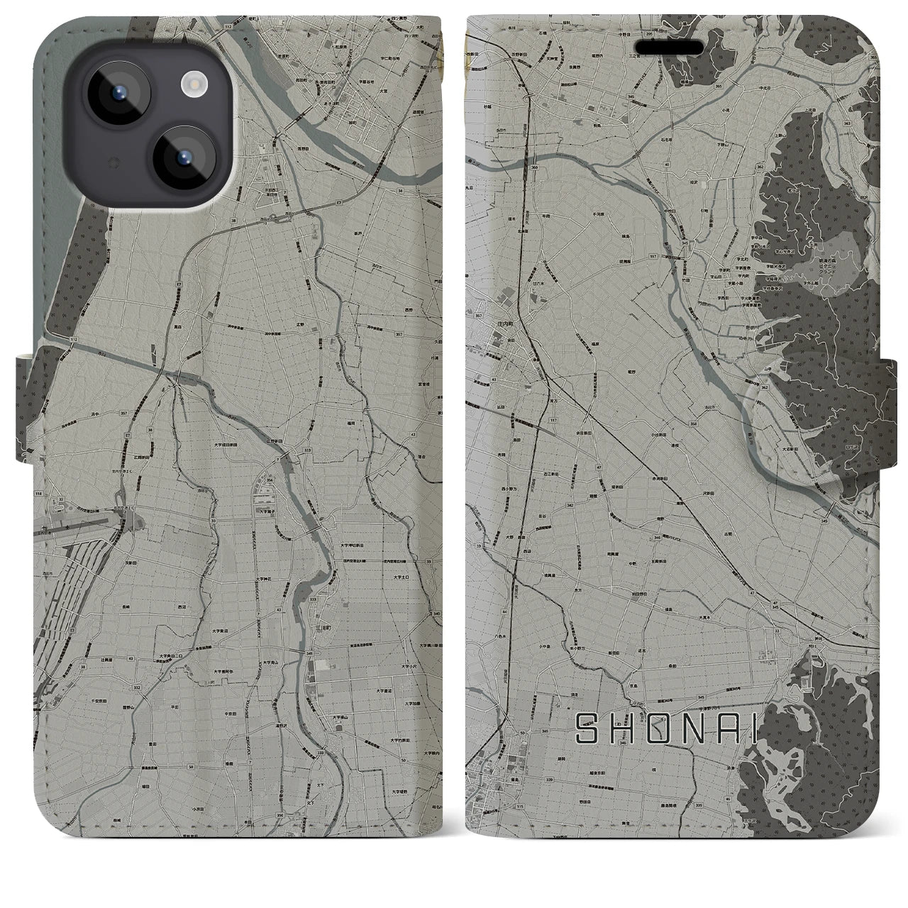 【庄内(山形県)】地図柄iPhoneケース(手帳タイプ)