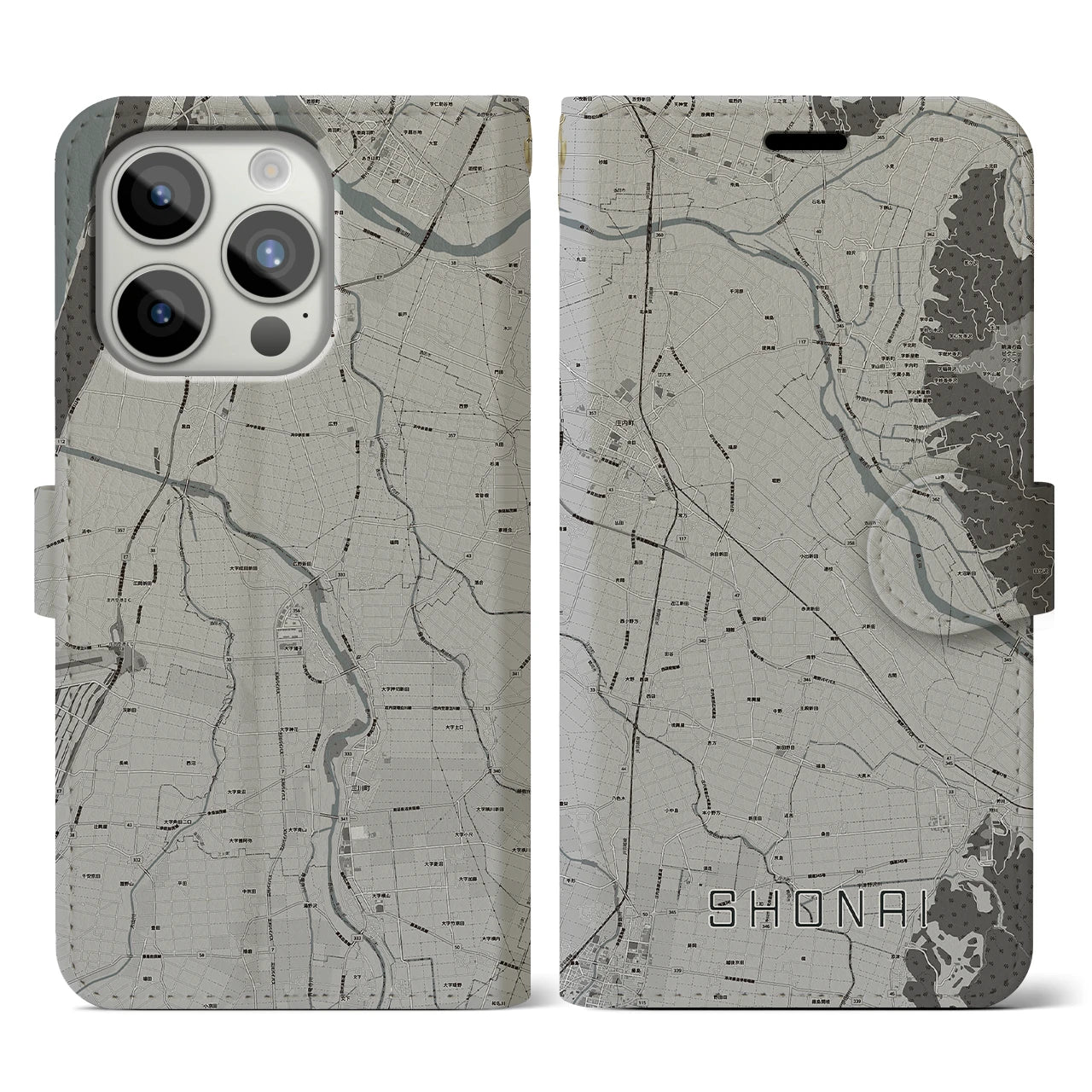 【庄内(山形県)】地図柄iPhoneケース(手帳タイプ)