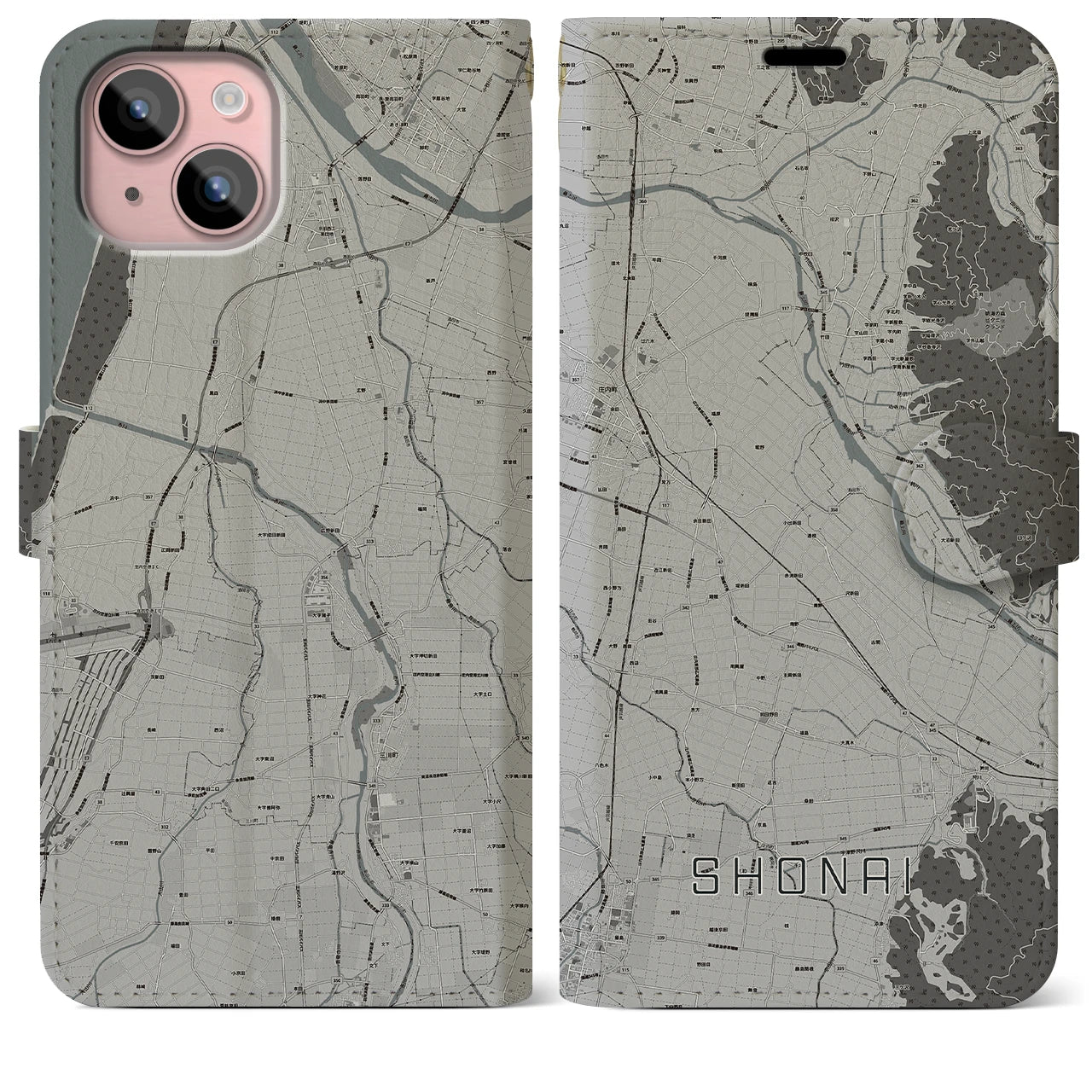 【庄内(山形県)】地図柄iPhoneケース(手帳タイプ)