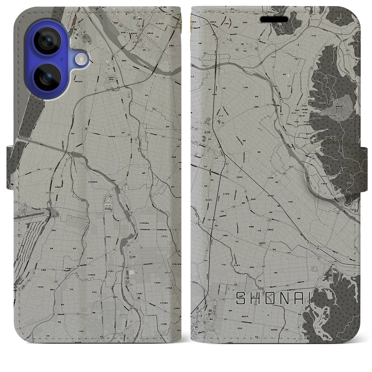 【庄内(山形県)】地図柄iPhoneケース(手帳タイプ)