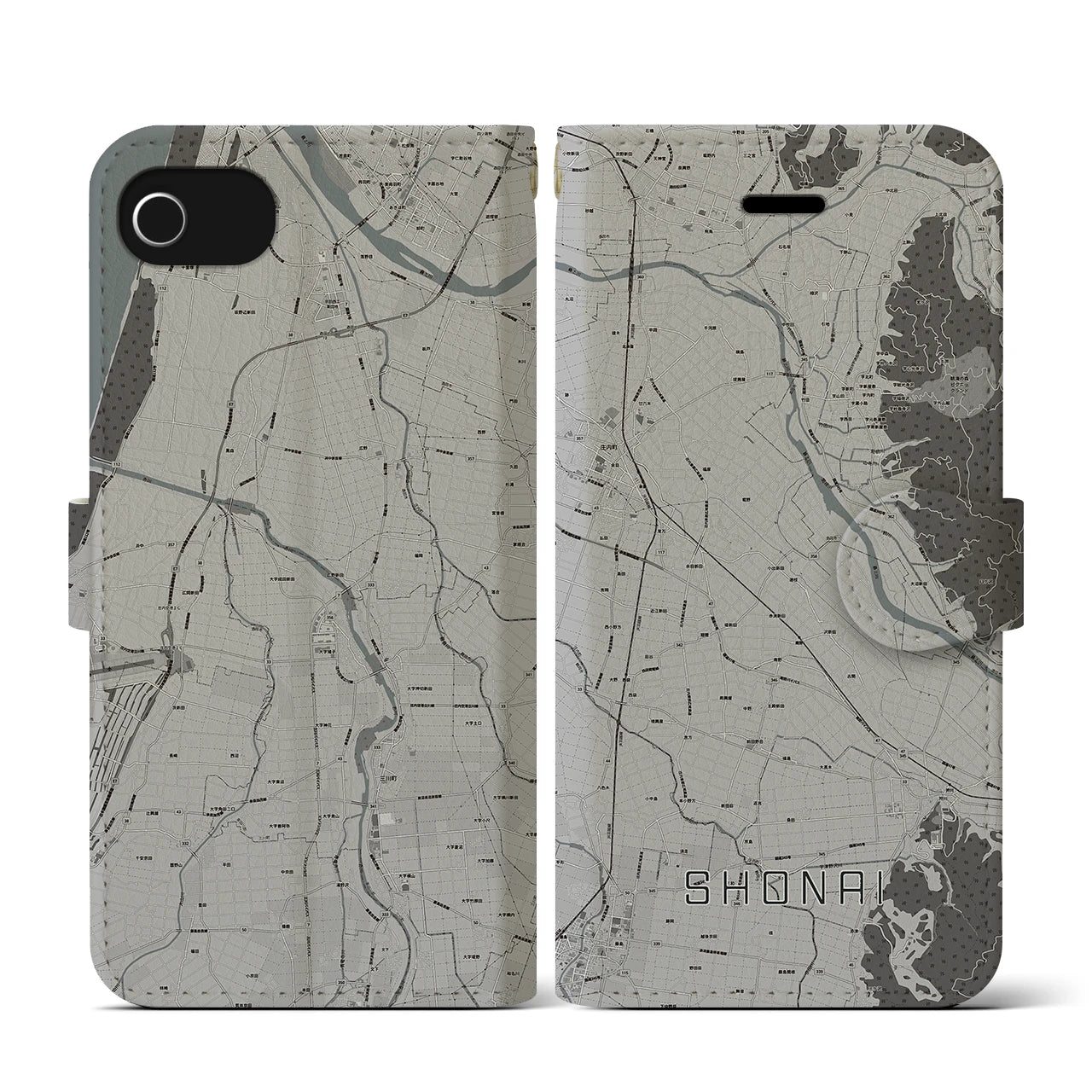 【庄内(山形県)】地図柄iPhoneケース(手帳タイプ)