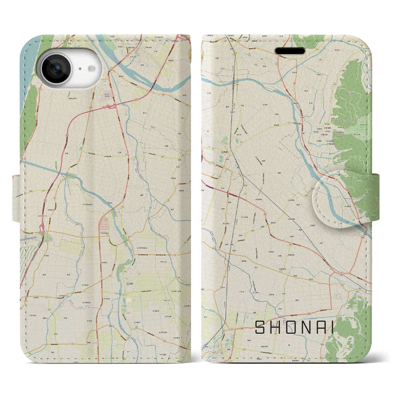【庄内(山形県)】地図柄iPhoneケース(手帳タイプ)