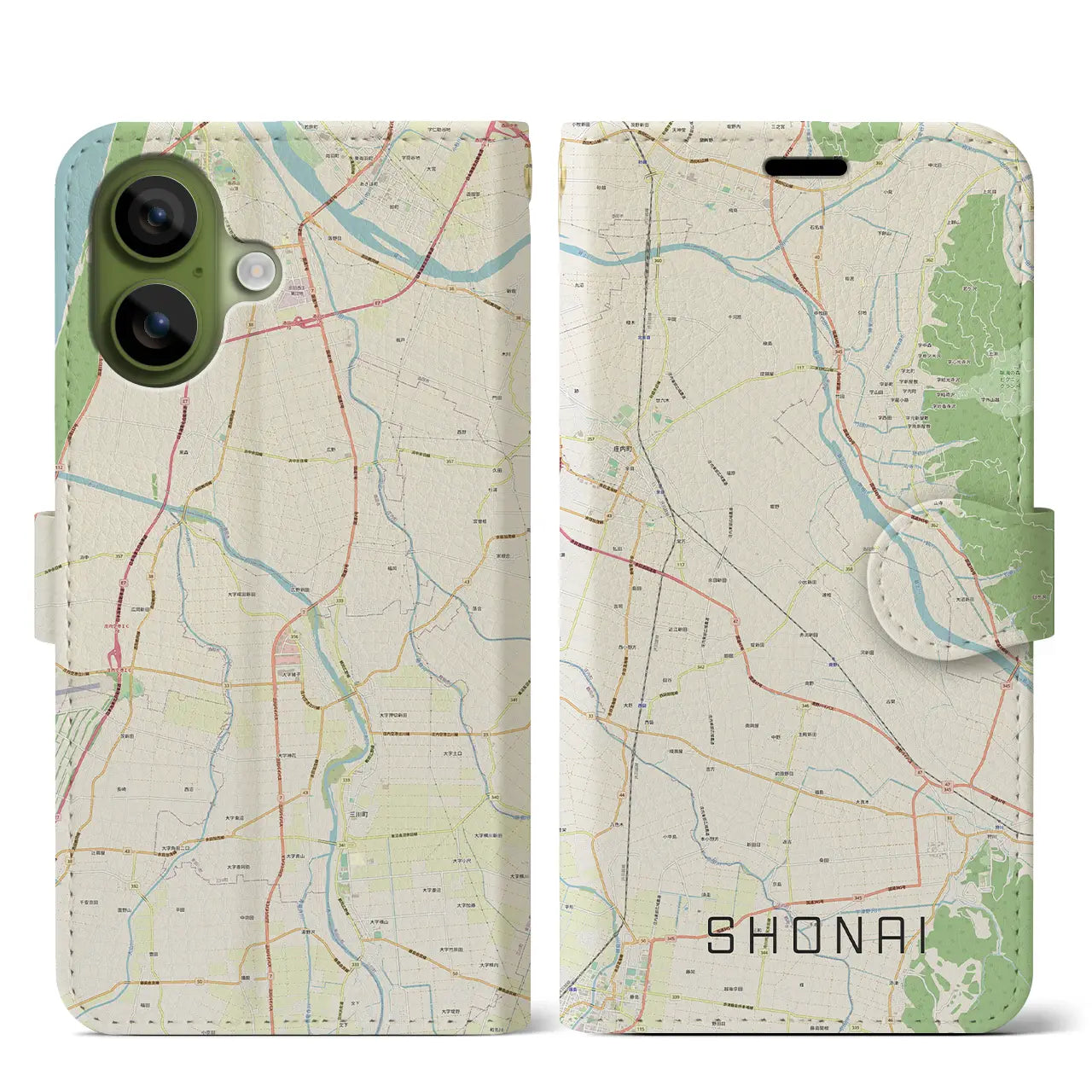 【庄内(山形県)】地図柄iPhoneケース(手帳タイプ)