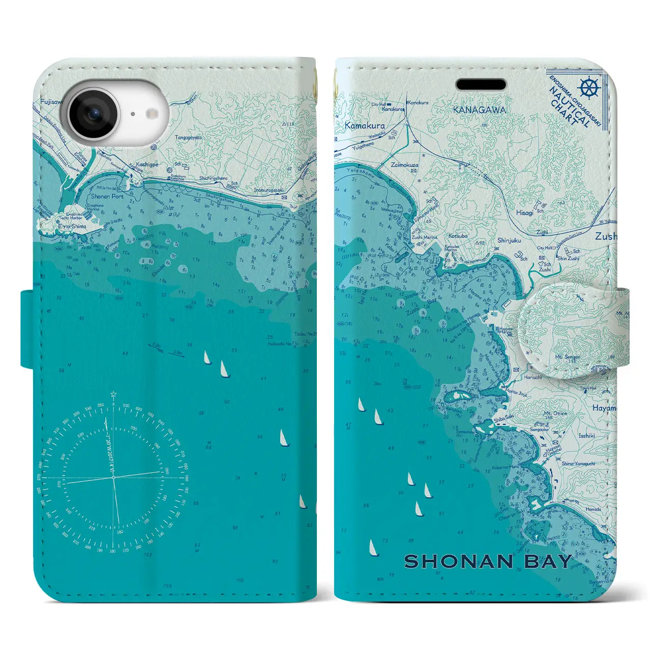 【湘南海岸(神奈川県)】海図iPhoneケース(手帳タイプ)