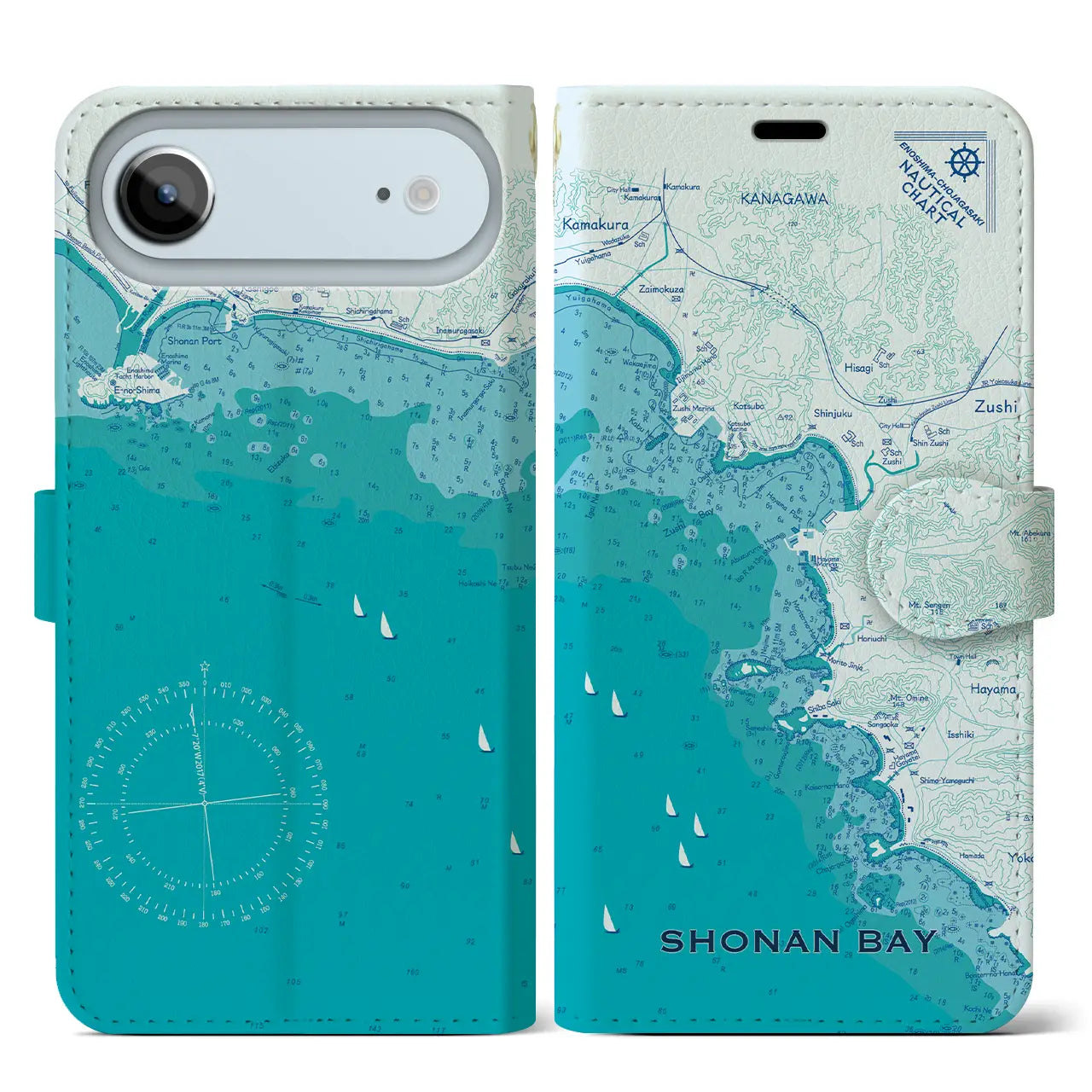 湘南海岸（神奈川県）】海図iPhoneケース（手帳タイプ） – クロス
