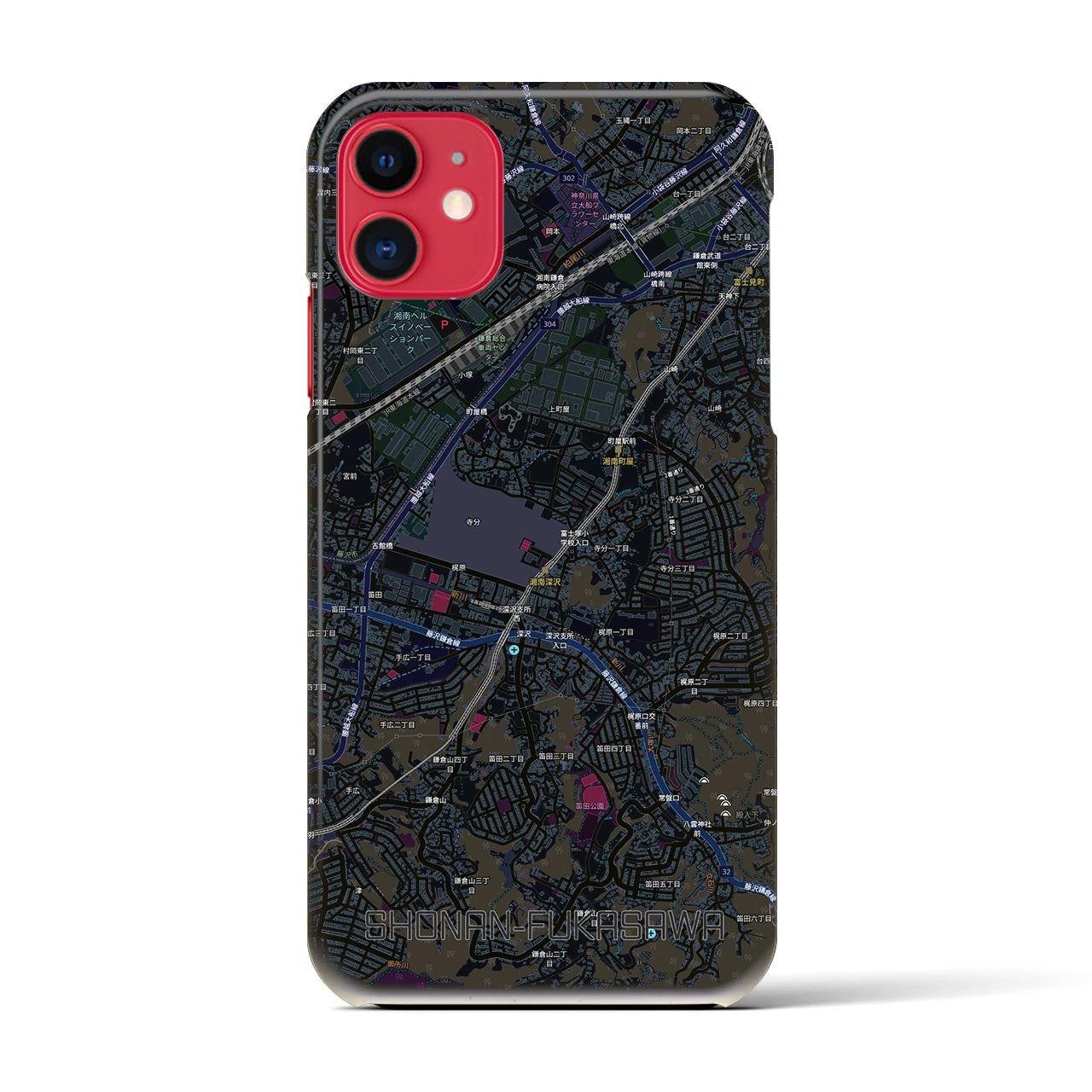 【湘南深沢(神奈川県)】地図柄iPhoneケース(バックカバータイプ)